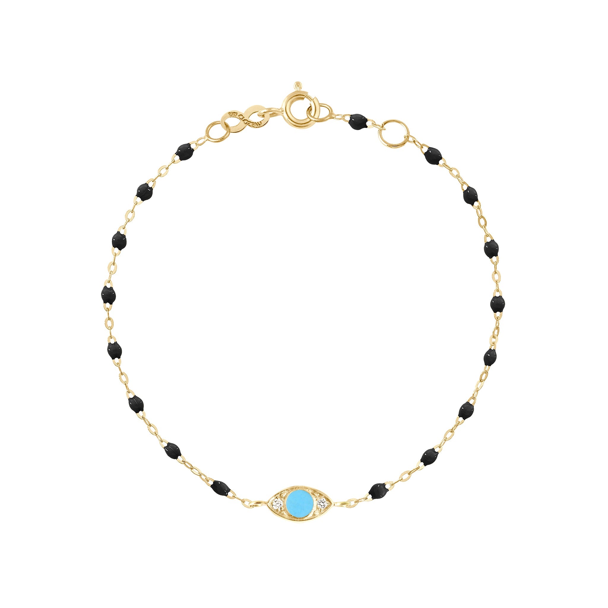 Bracelet Classique Gigi Eye noir, or jaune, diamants, 17 cm voyage Référence :  b3ey002j2017di -1