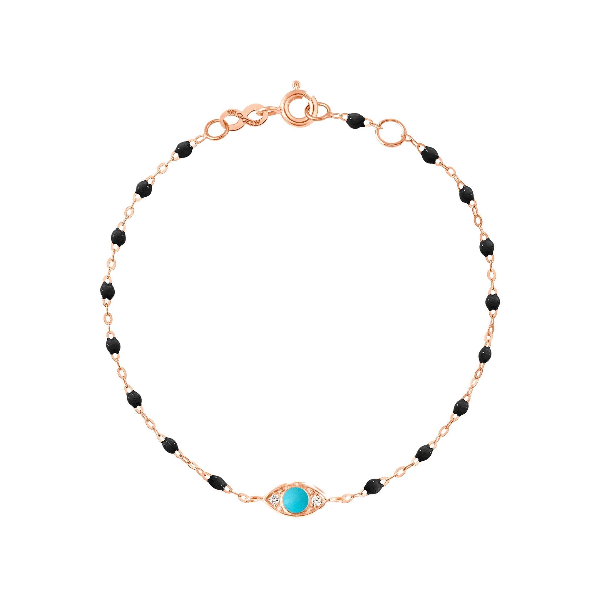 Bracelet Classique Gigi Eye noir, or rose, diamants, 17 cm voyage Référence :  b3ey002r2017di -1