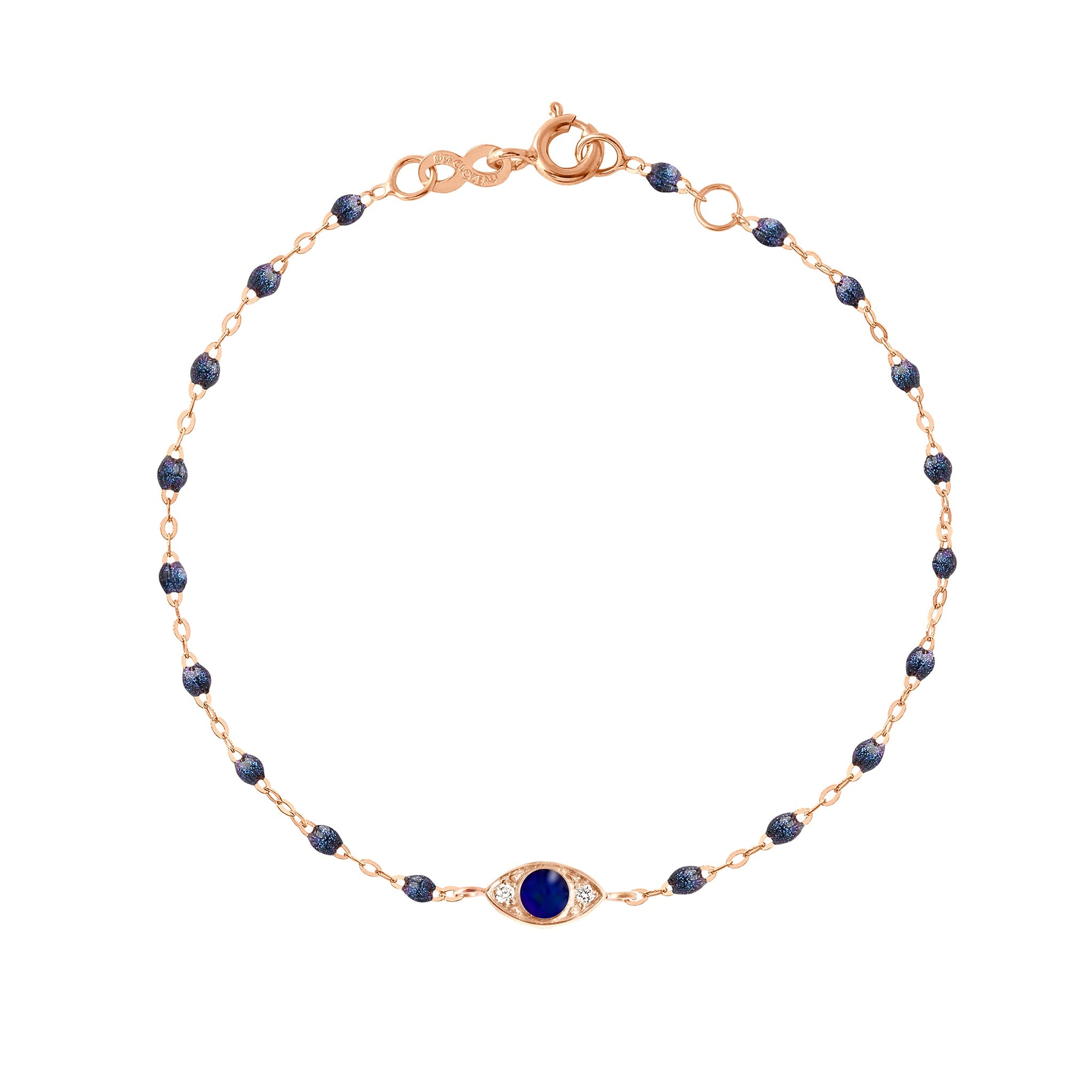 Bracelet Classique Gigi Eye nuit, or rose, diamants, 17 cm