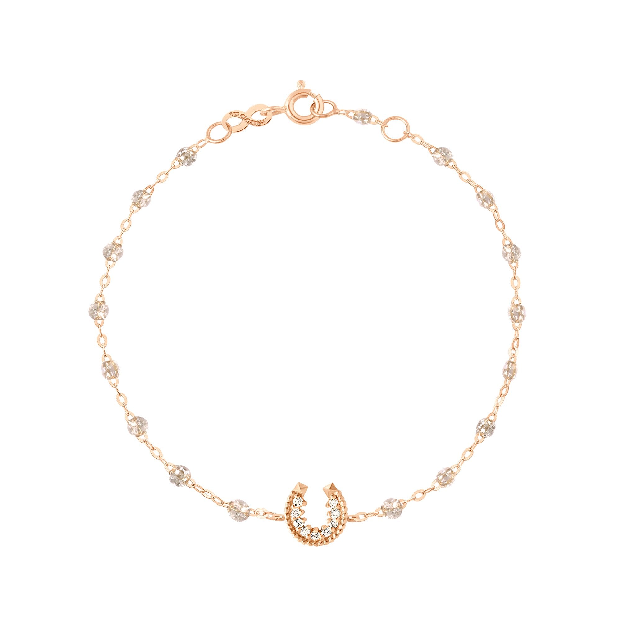 Bracelet sparkle Fer à cheval, diamants, or rose, 17 cm voyage Référence :  b3fc001r4917di -1