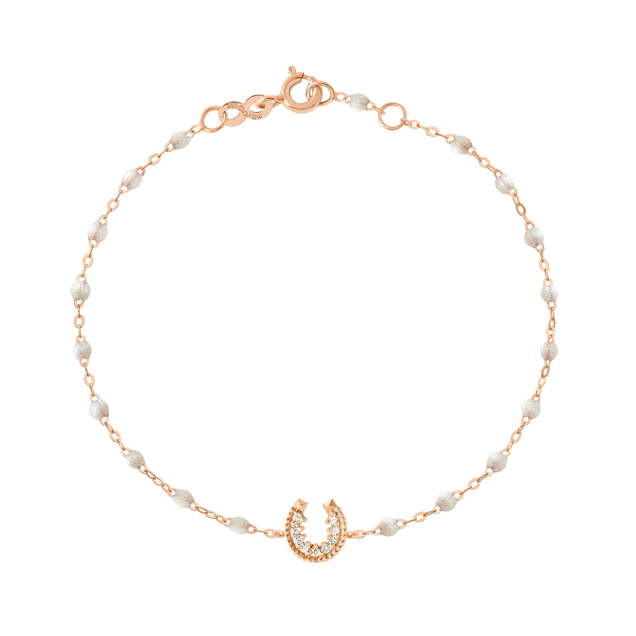 Bracelet opale Fer à cheval, diamants, or rose, 17 cm voyage Référence :  b3fc001r6117di -1