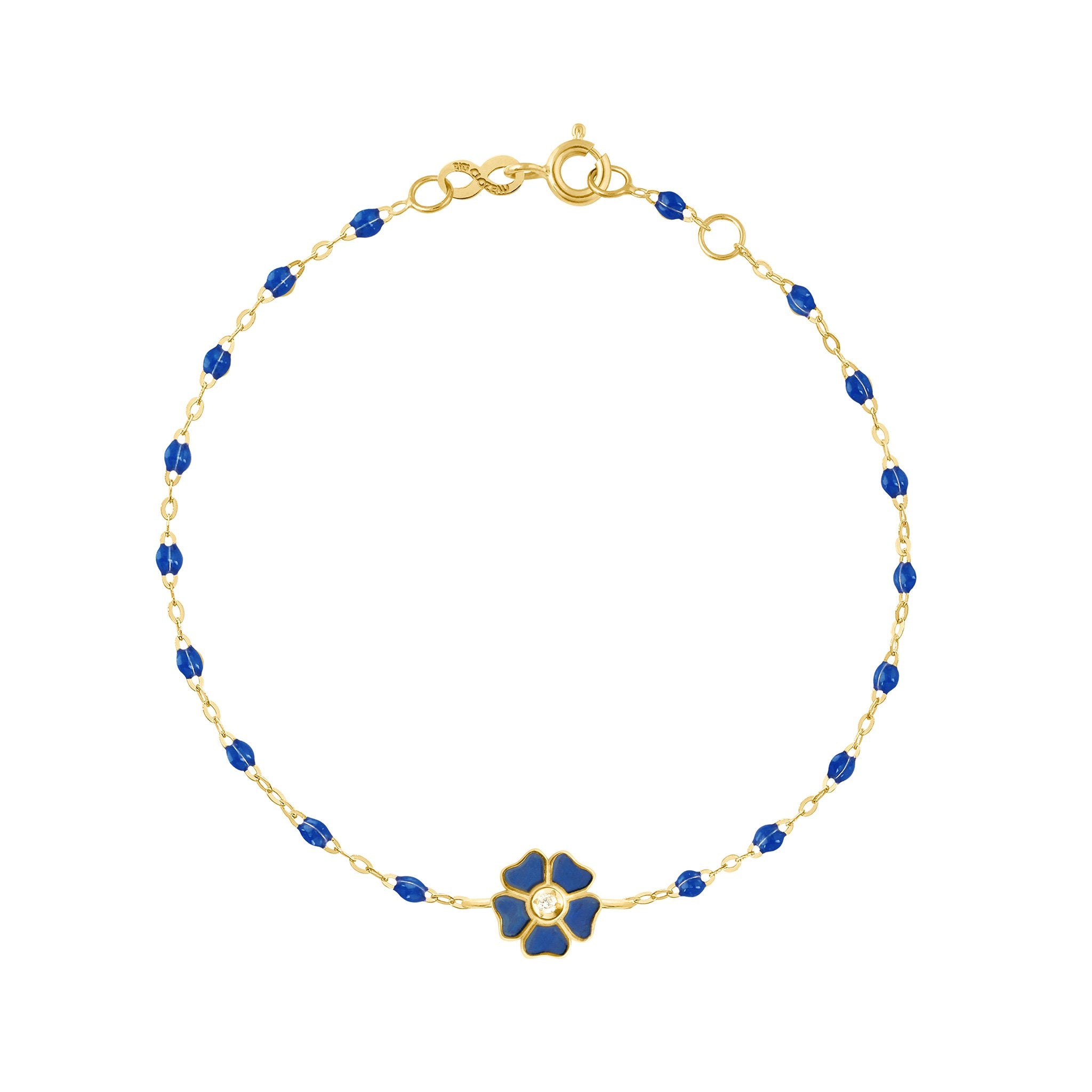 Bracelet bleu de prusse Fleur, diamant, or jaune, 17 cm voyage Référence :  b3fl001j0717di -1