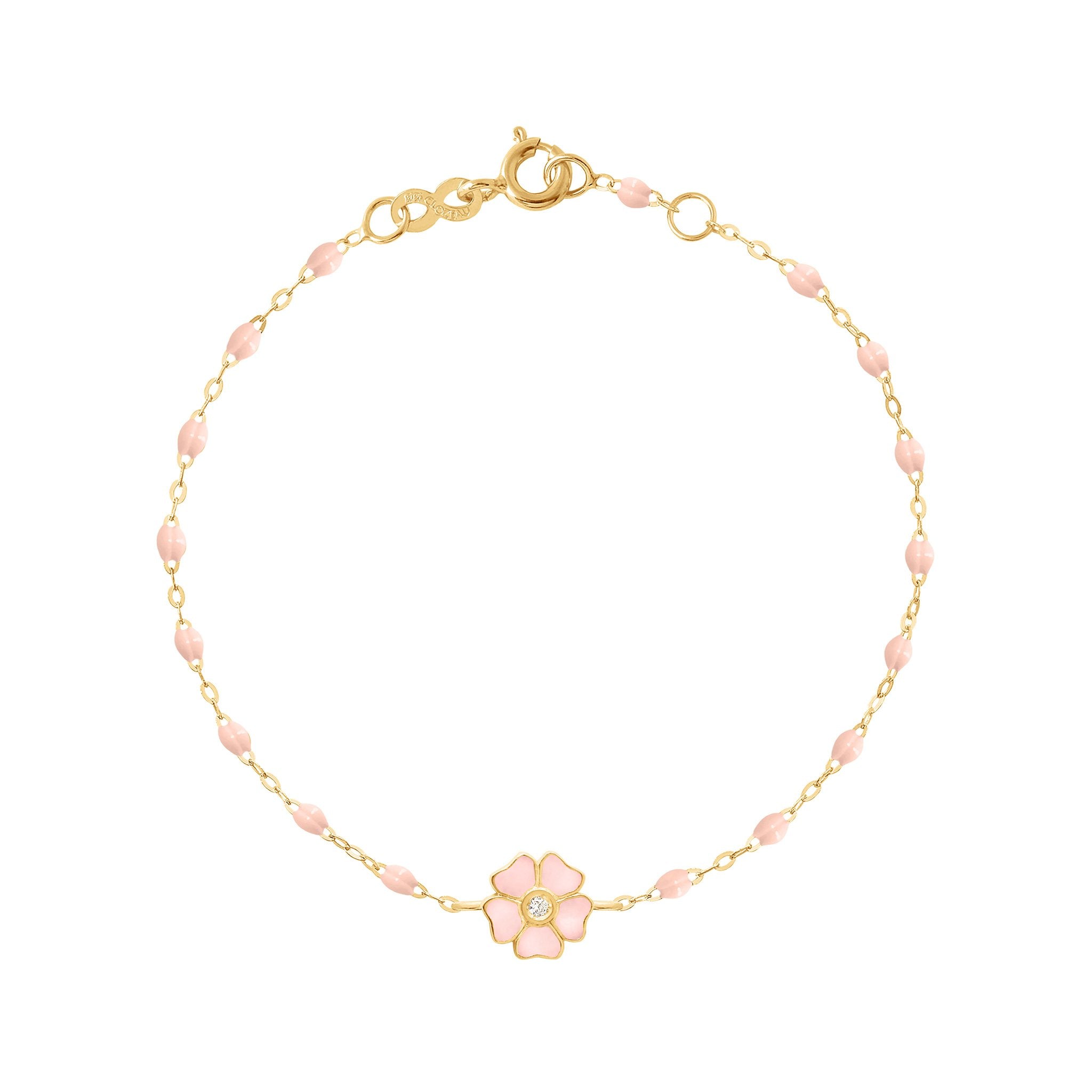 Bracelet rose bébé Fleur, diamant, or jaune, 17 cm voyage Référence :  b3fl001j2817di -1