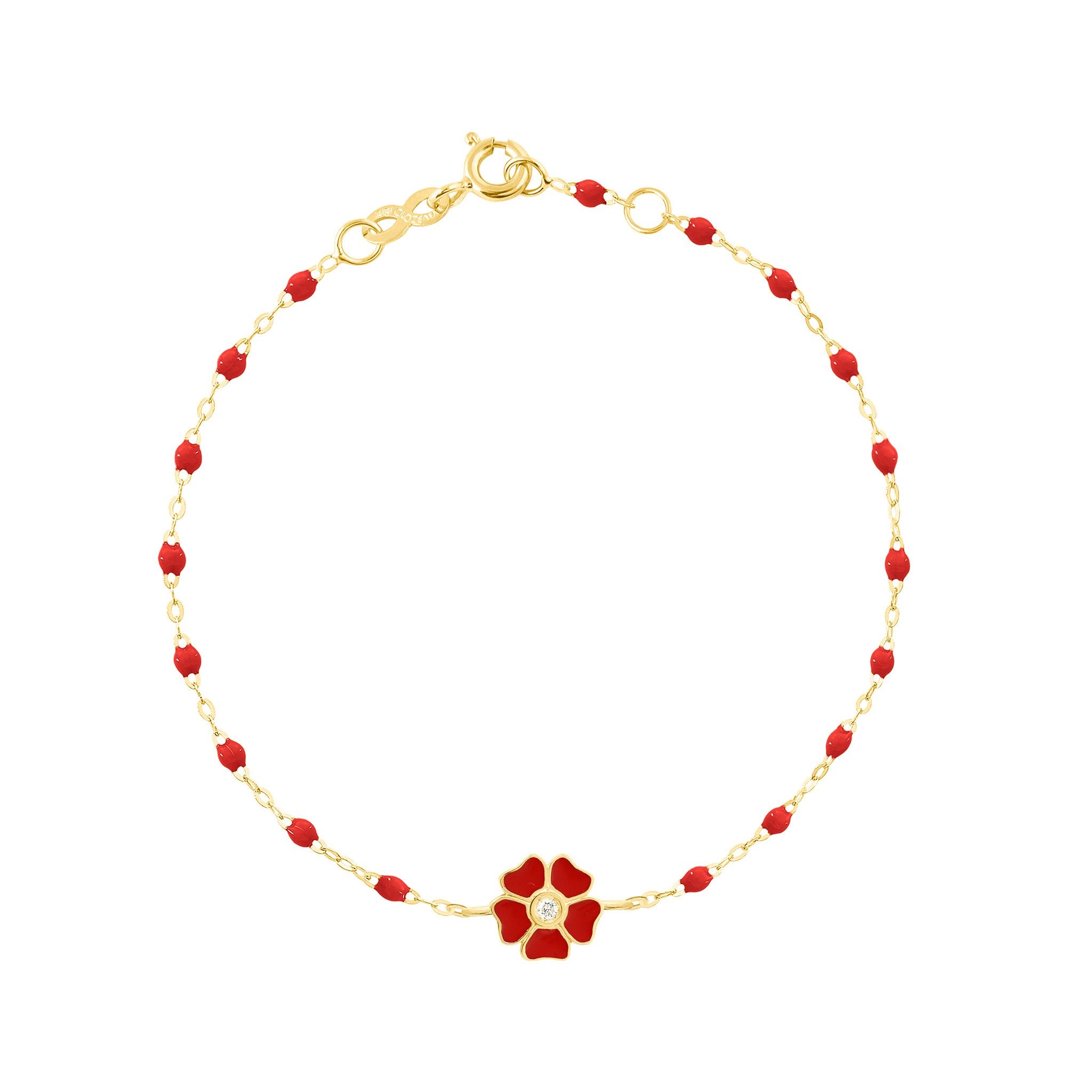 Bracelet coquelicot Fleur, diamant, or jaune, 17 cm voyage Référence :  b3fl001j3117di -1