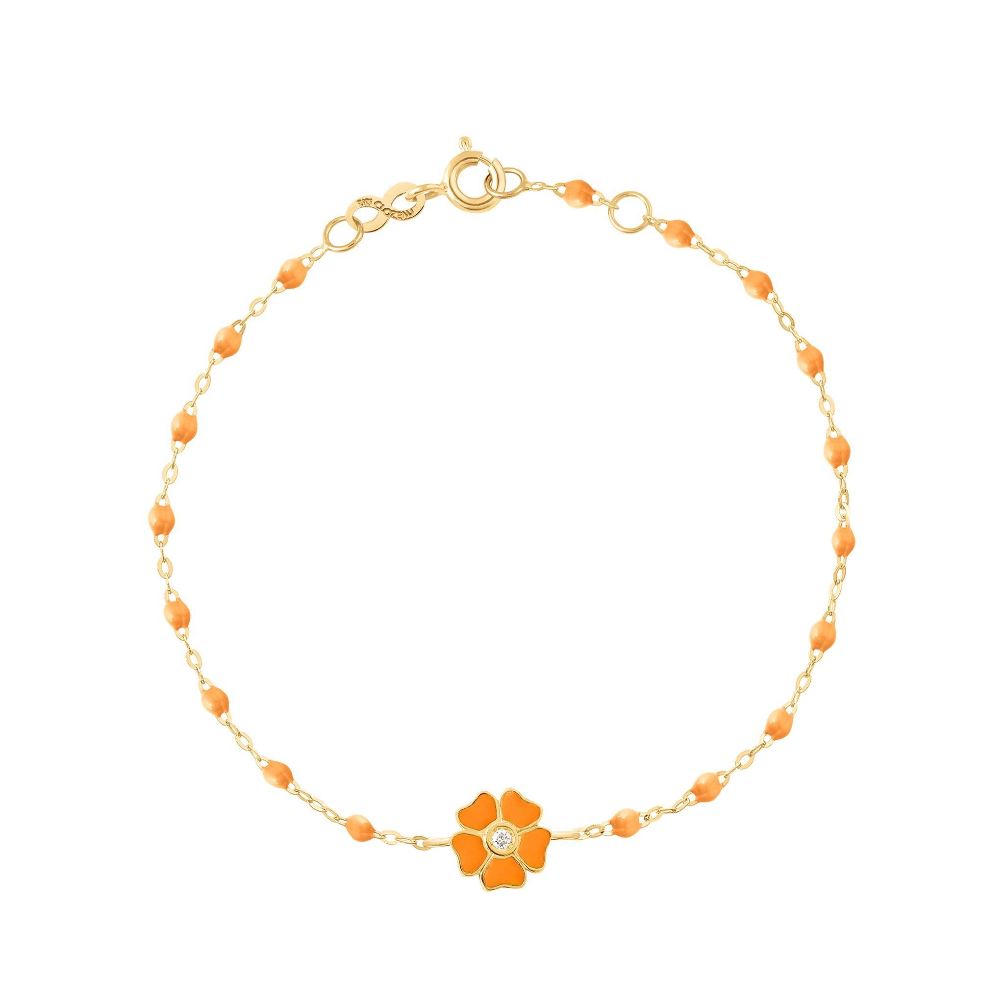 Bracelet mandarine Fleur, diamant, or jaune, 17 cm
