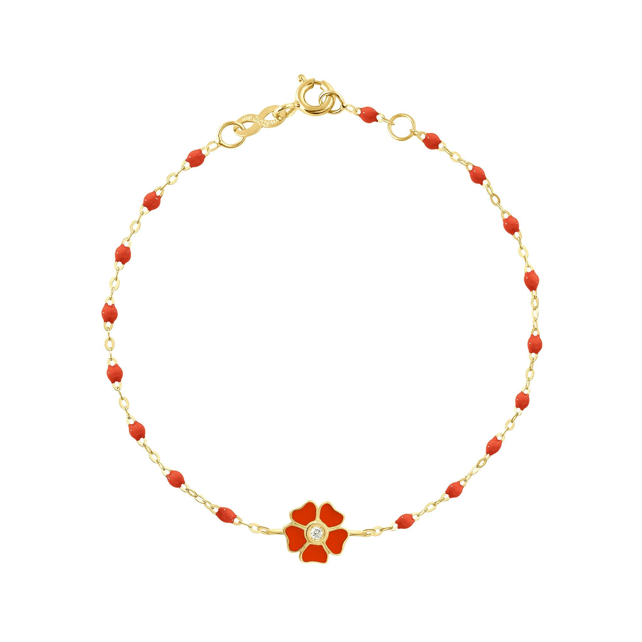 Bracelet corail Fleur, diamant, or jaune, 17 cm voyage Référence :  b3fl001j5817di -1