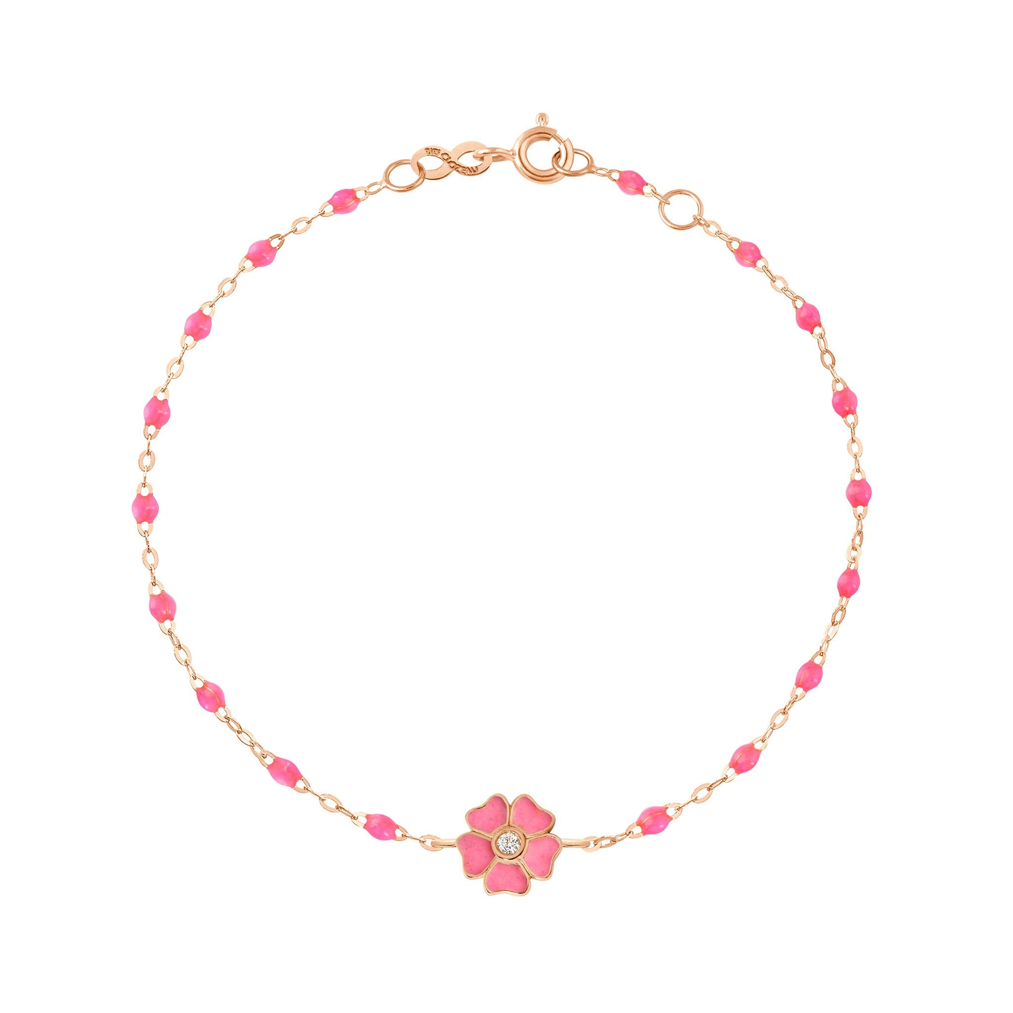 Bracelet rose fluo Fleur, diamant, or rose , 17 cm voyage Référence :  b3fl001r2917di -1