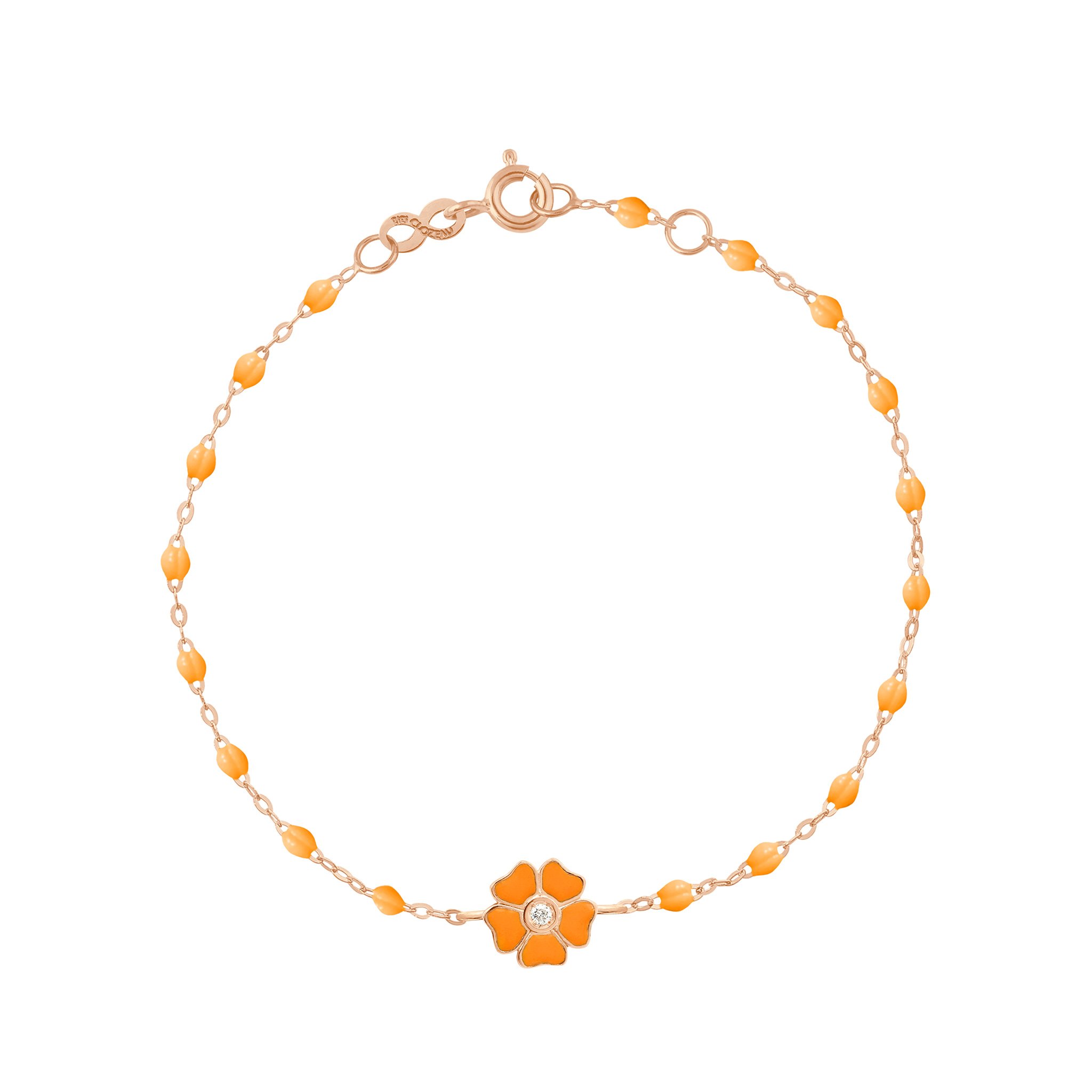 Bracelet mandarine Fleur, diamant, or rose, 17 cm