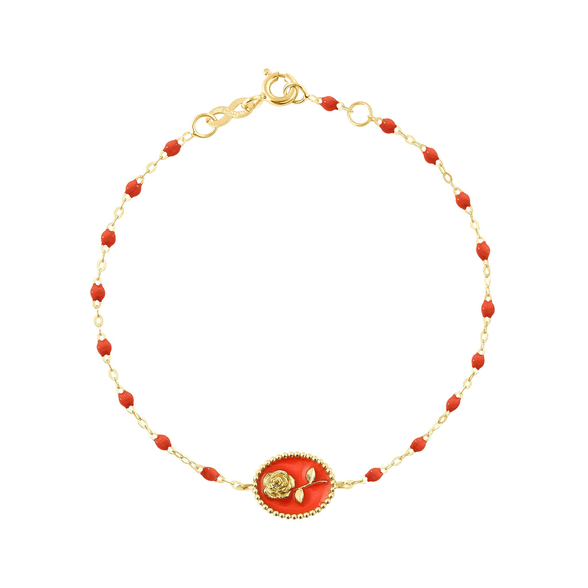 Bracelet Rose résine corail, or jaune, 17 cm voyage Référence :  b3fl002j5817xx -1