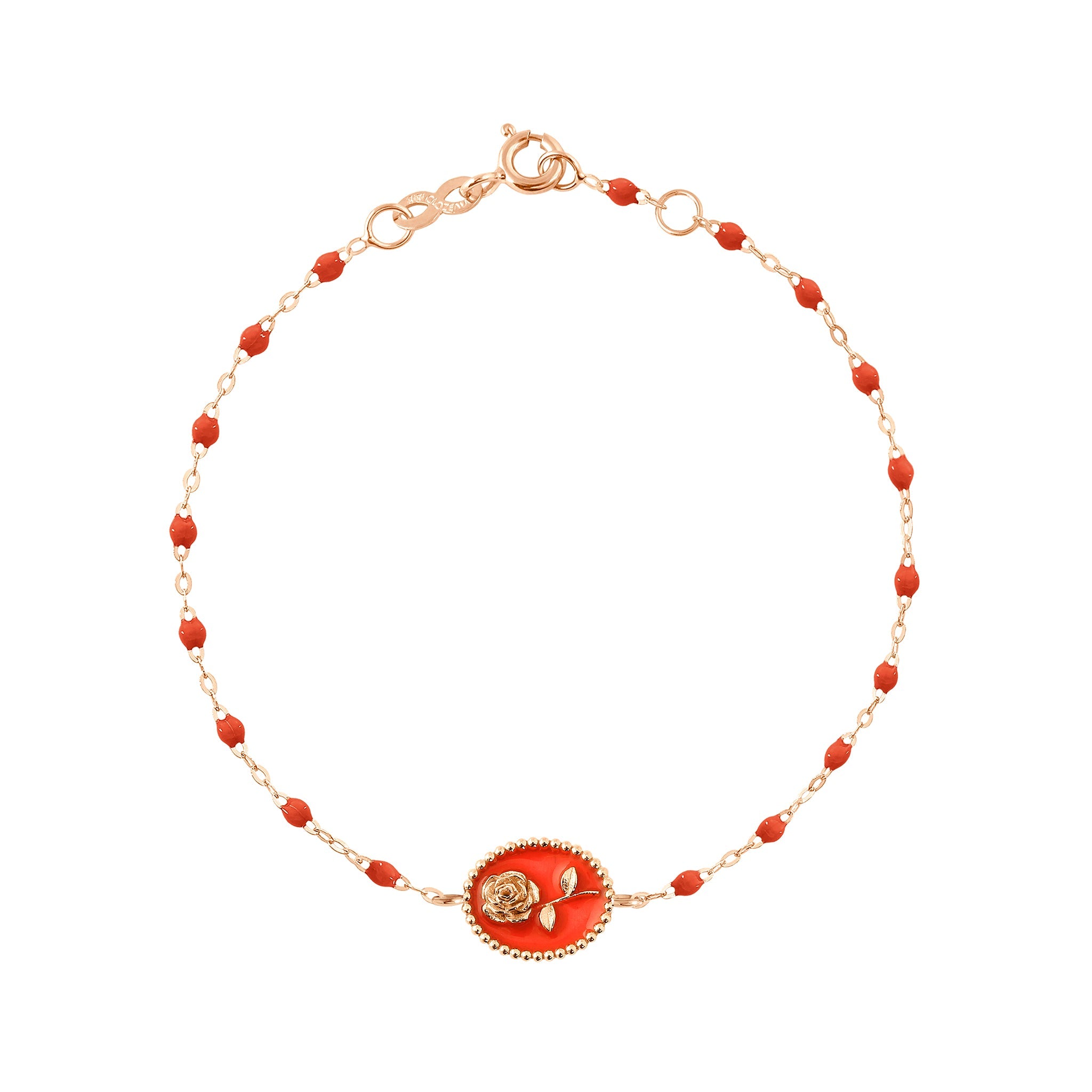 Bracelet Rose résine corail, or rose, 17 cm voyage Référence :  b3fl002r5817xx -1