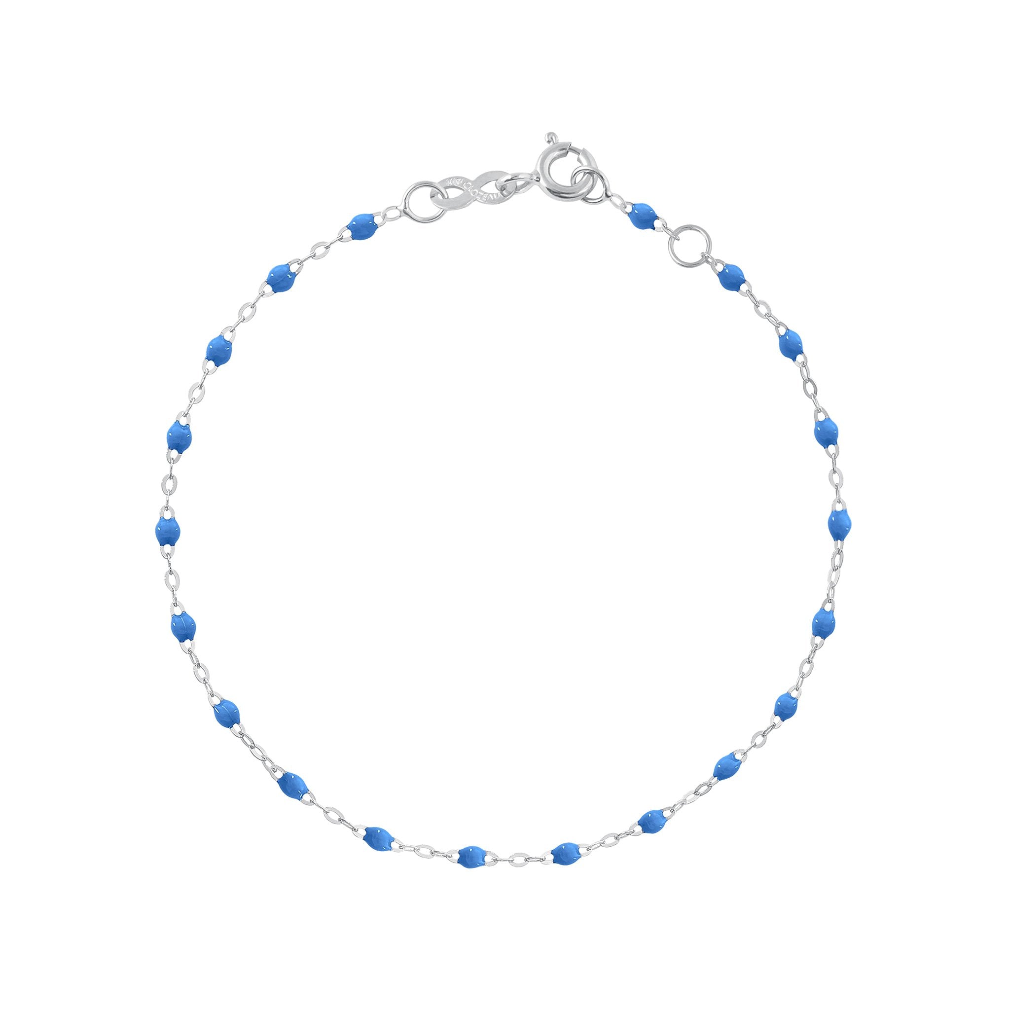 Bracelet bleu fluo Classique Gigi, or blanc, 17 cm