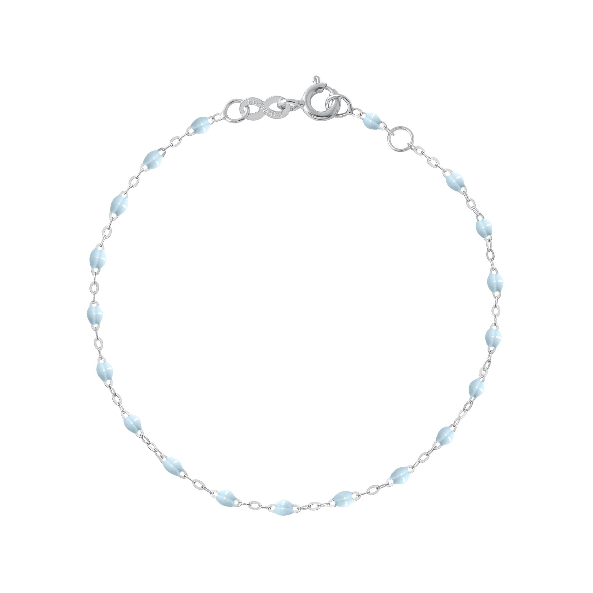 Bracelet bleu layette Classique Gigi, or blanc, 17 cm