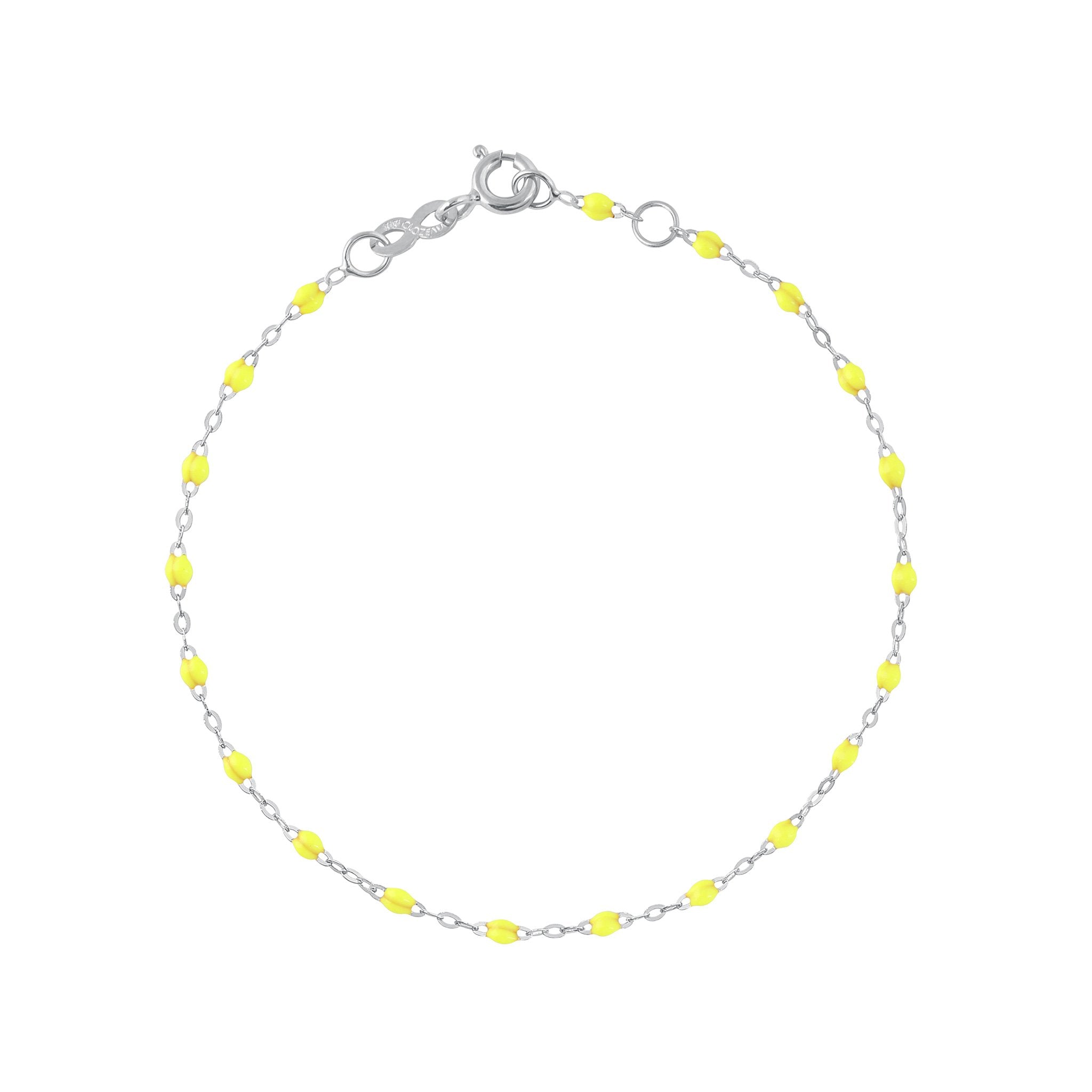 Bracelet jaune fluo Classique Gigi, or blanc, 17 cm