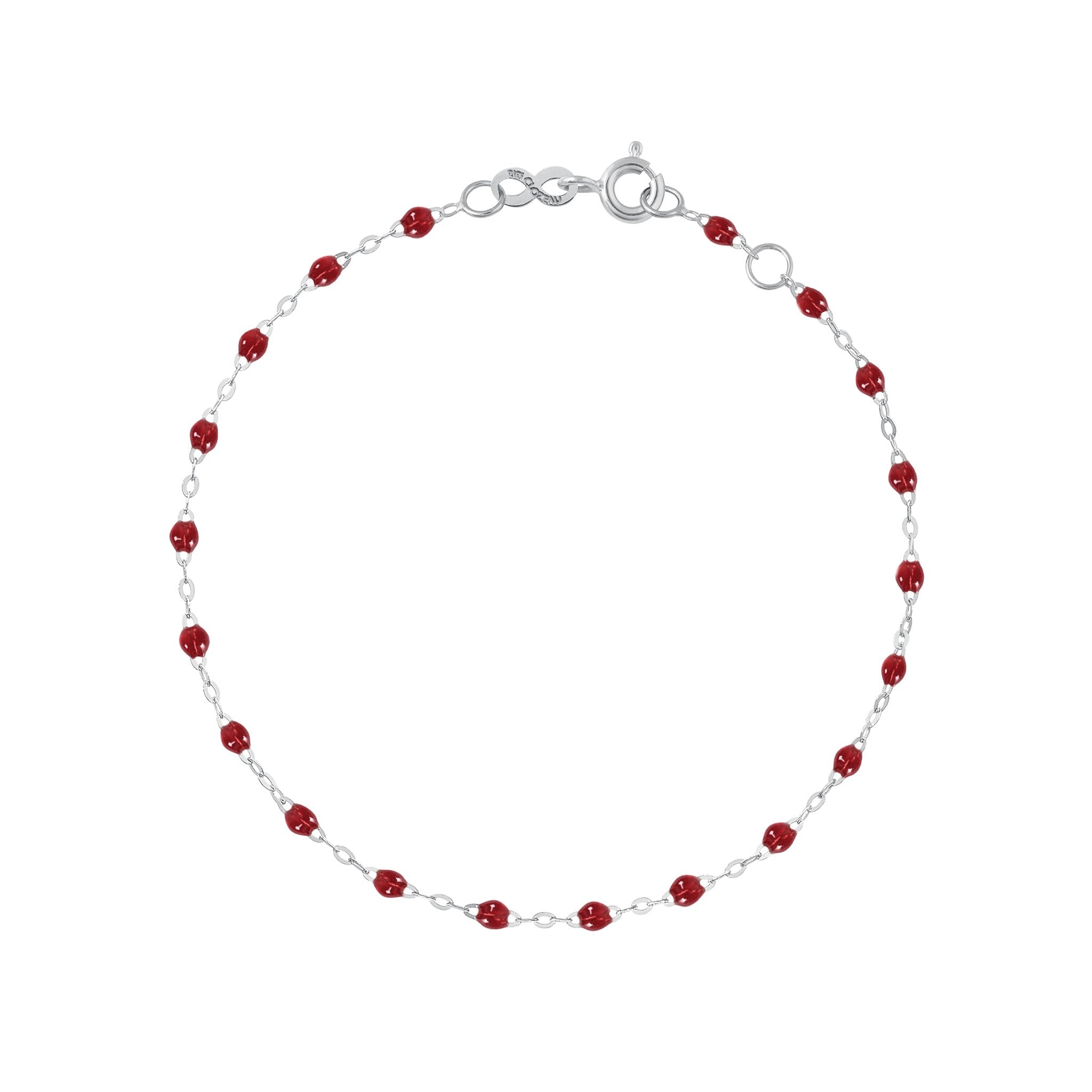 Bracelet rouge Classique Gigi, or blanc, 17 cm