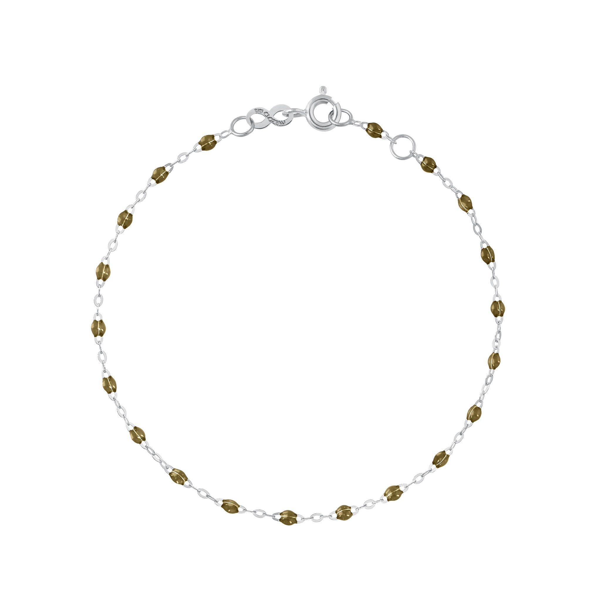Bracelet kaki Classique Gigi, or blanc, 17 cm