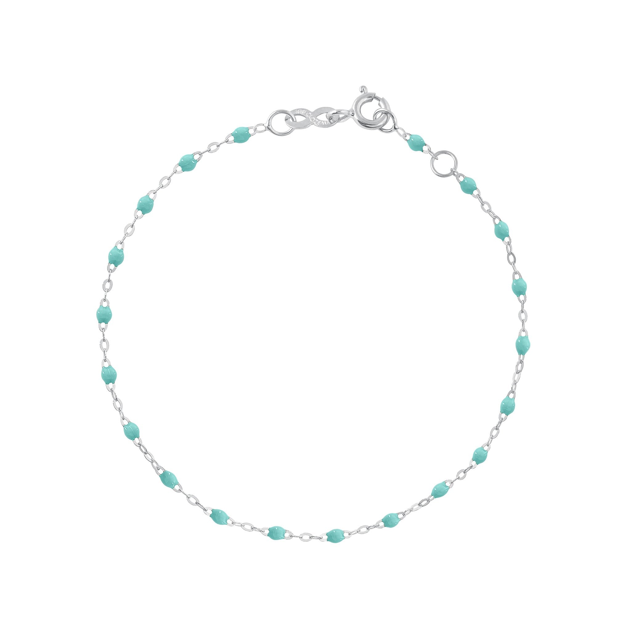 Bracelet vert d'eau Classique Gigi, or blanc, 17 cm