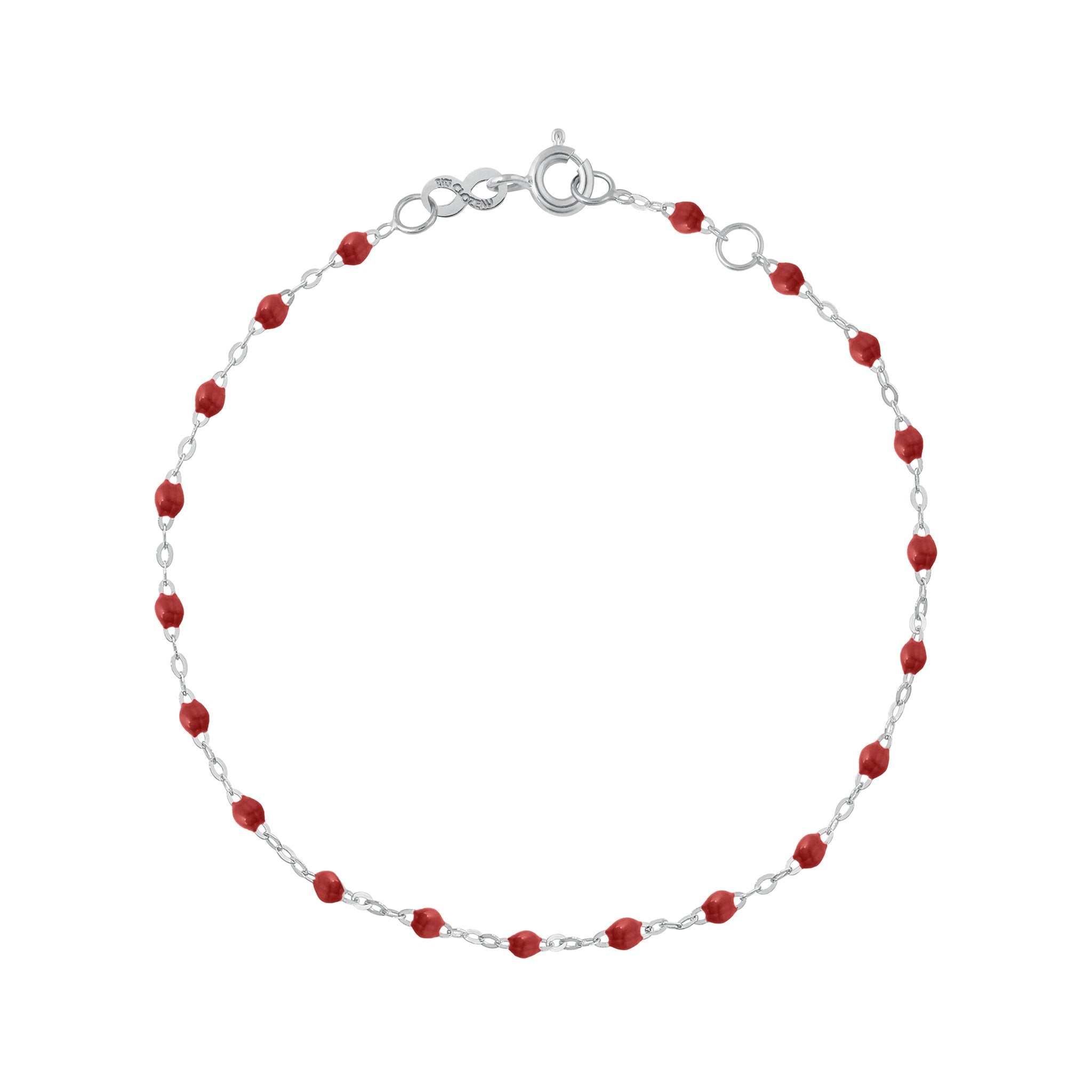 Bracelet bordeaux Classique Gigi, or blanc, 17 cm