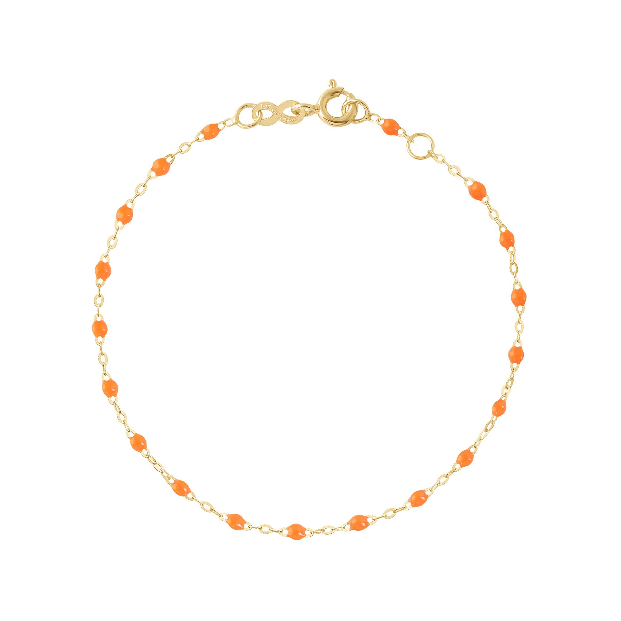 Bracelet orange fluo Classique Gigi, or jaune, 17 cm