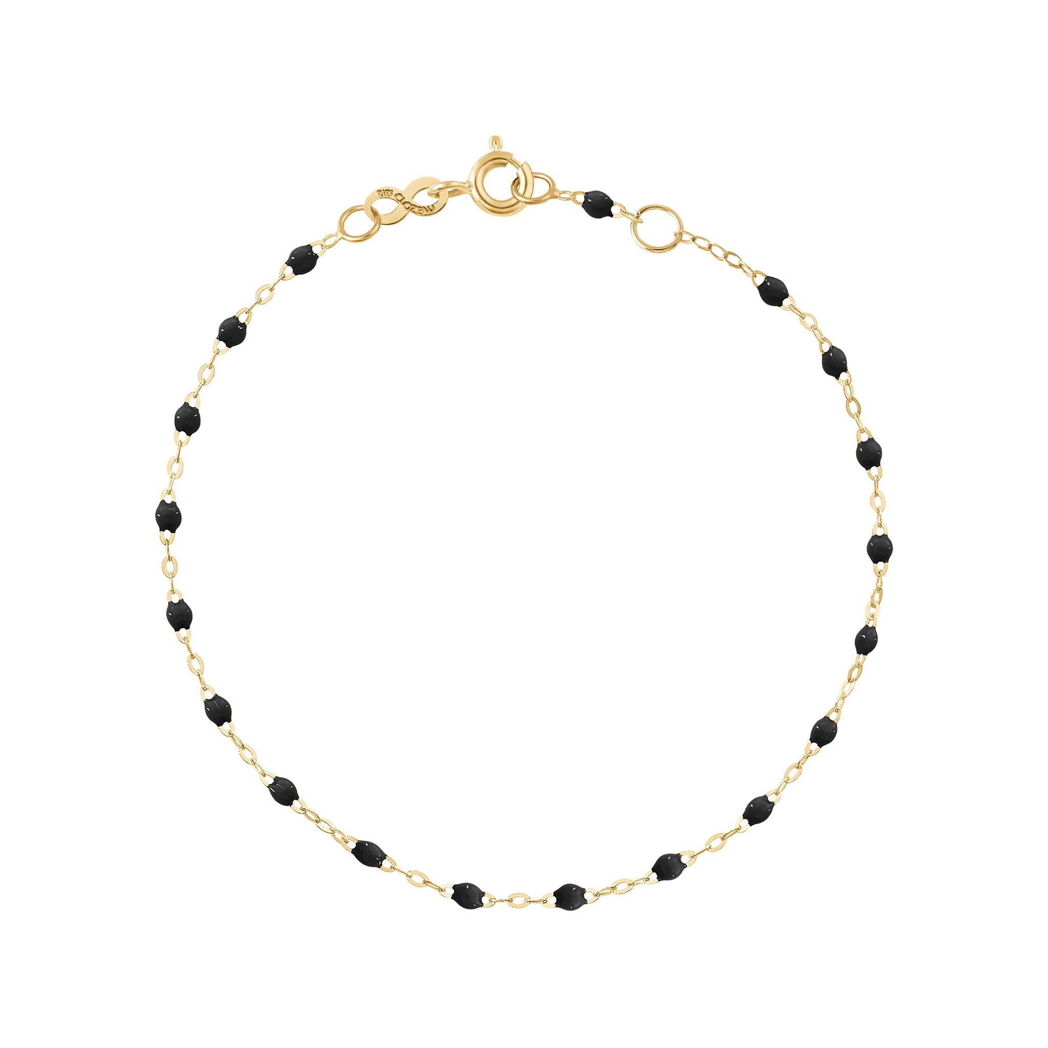 Bracelet noir Classique Gigi, or jaune, 17 cm