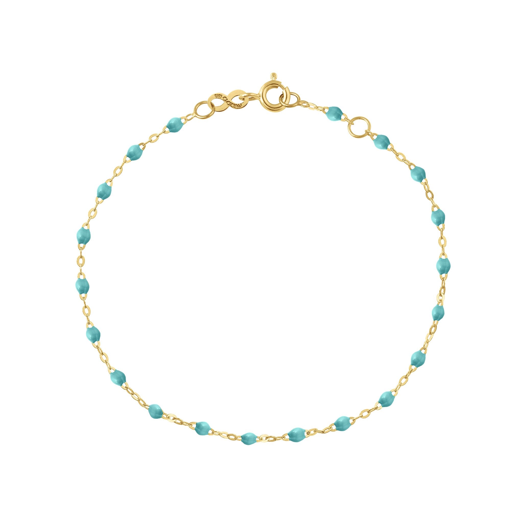 Bracelet turquoise vert Classique Gigi, or jaune, 15 cm