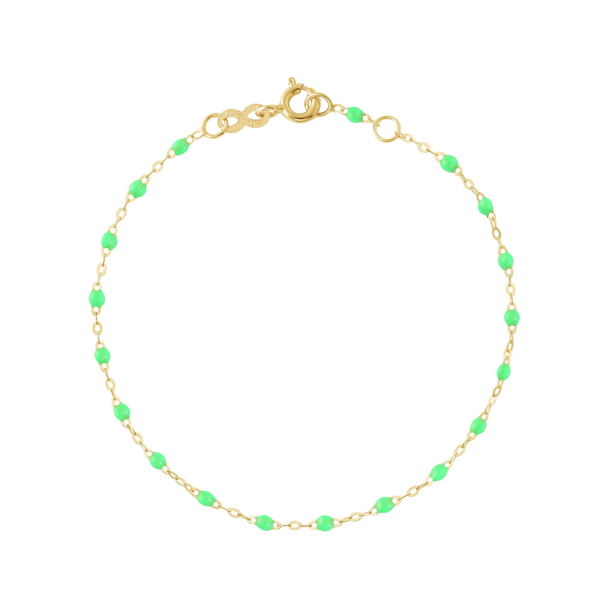 Bracelet vert fluo Classique Gigi, or jaune, 17 cm