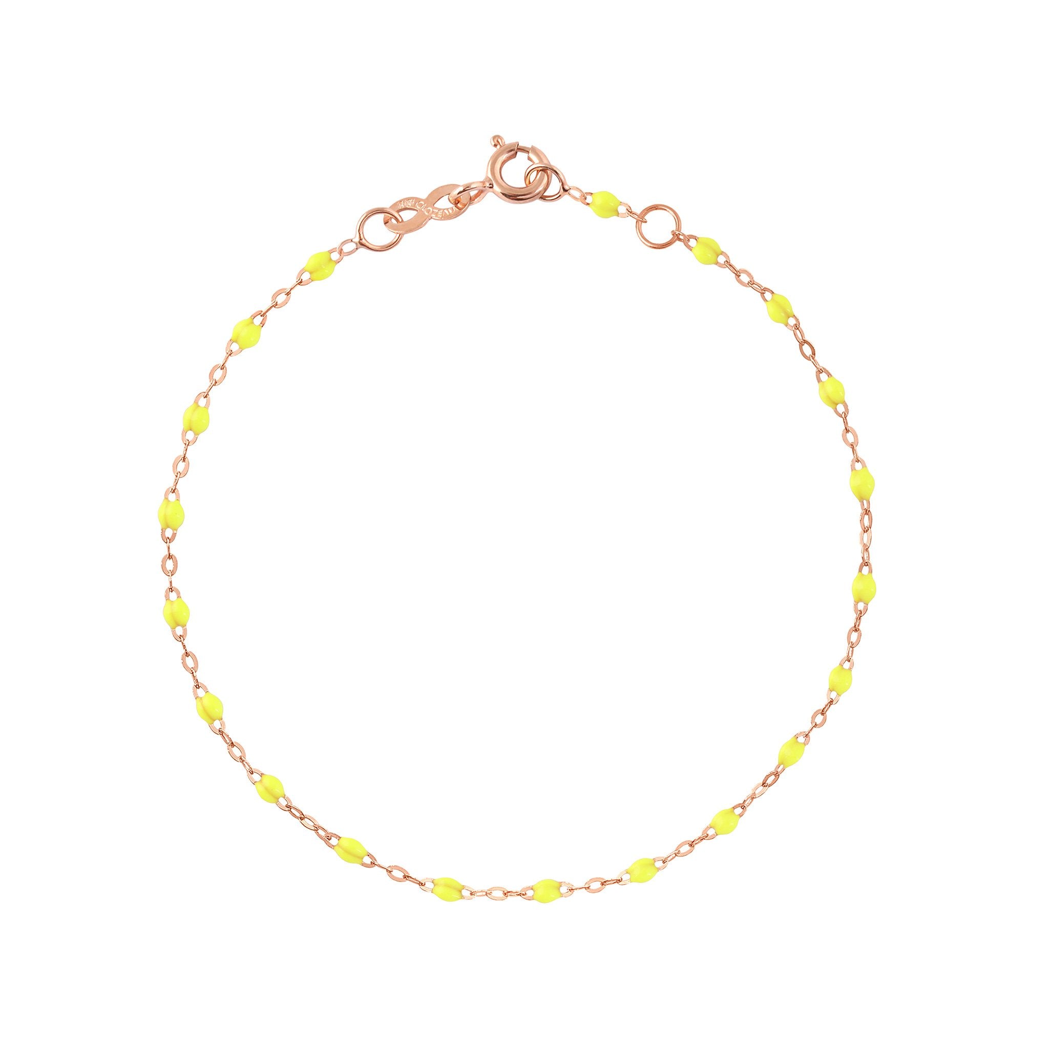 Bracelet jaune fluo Classique Gigi, or rose, 17 cm