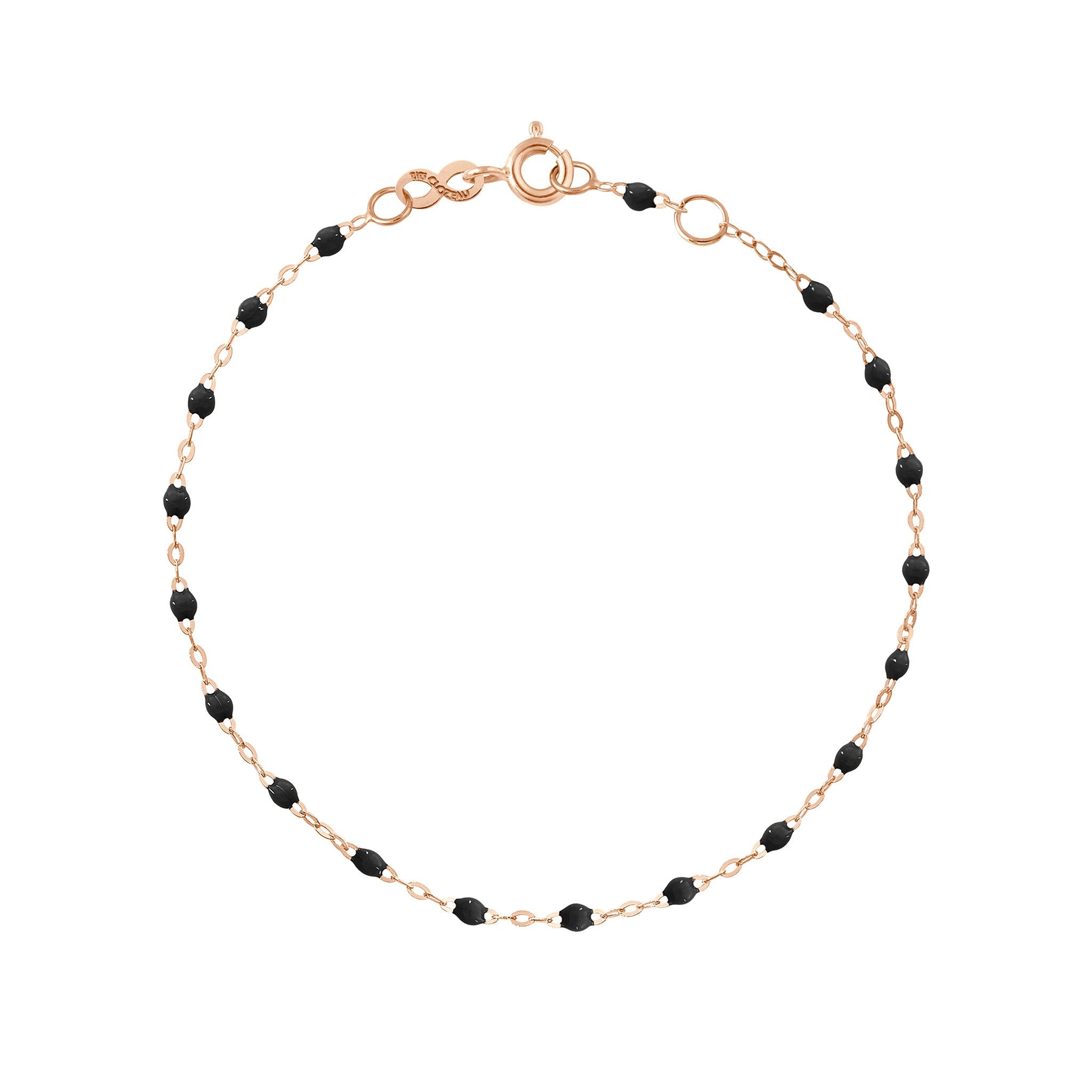 Bracelet noir Classique Gigi, or rose, 17 cm