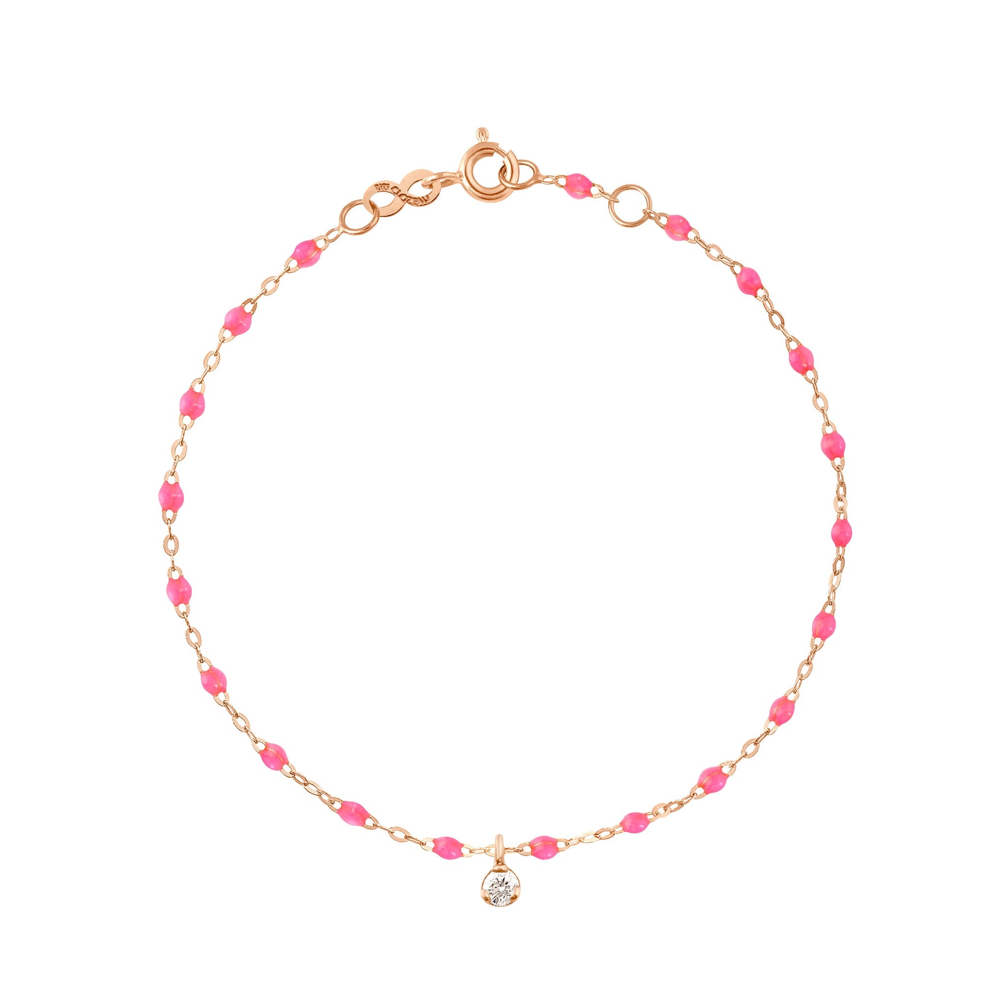 Bracelet rose fluo Gigi Suprême, or rose, 1 diamant, 17 cm gigi suprême Référence :  b3gs001r2917di -1