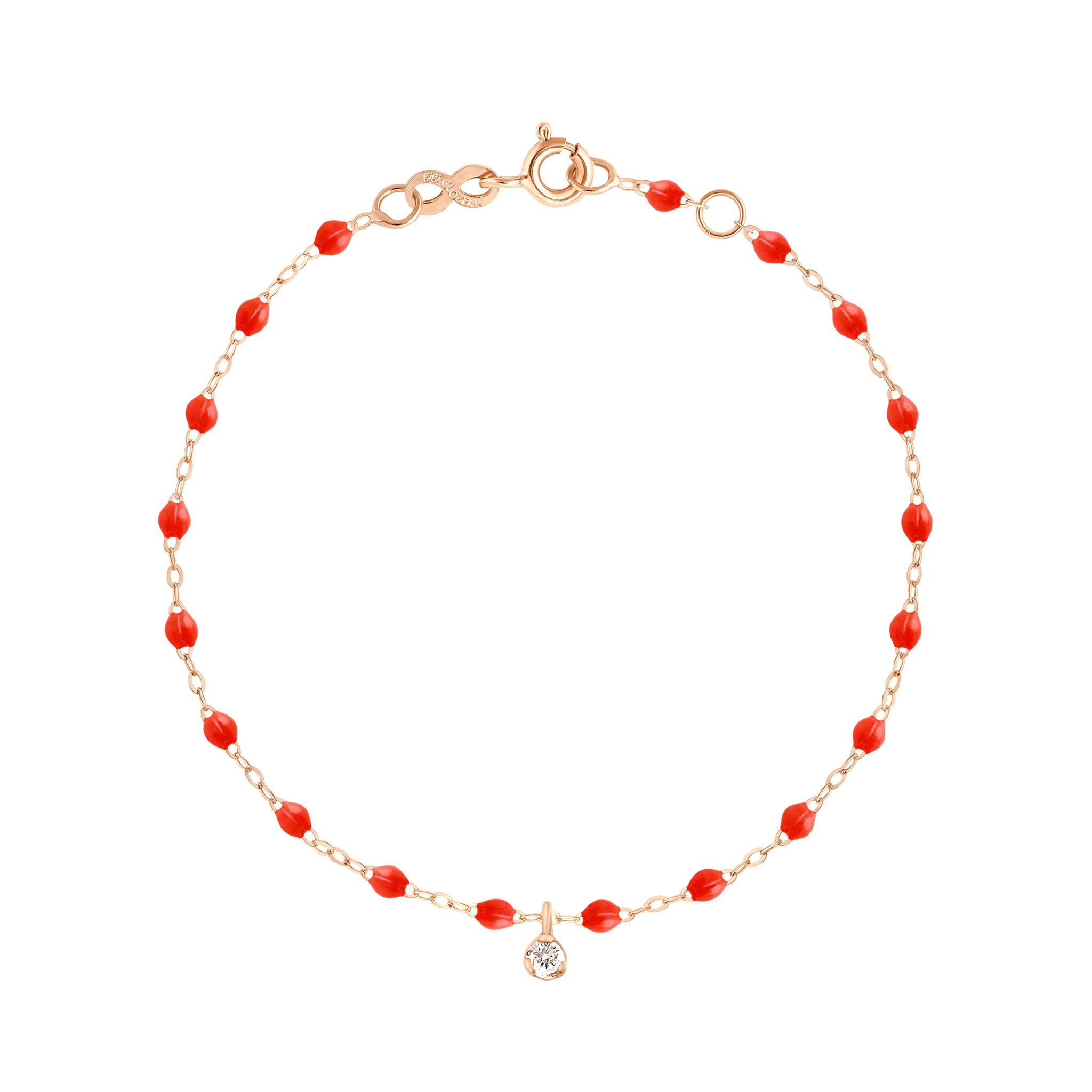 Bracelet corail Gigi Suprême, or rose, 1 diamant, 17 cm gigi suprême Référence :  b3gs001r5817di -1