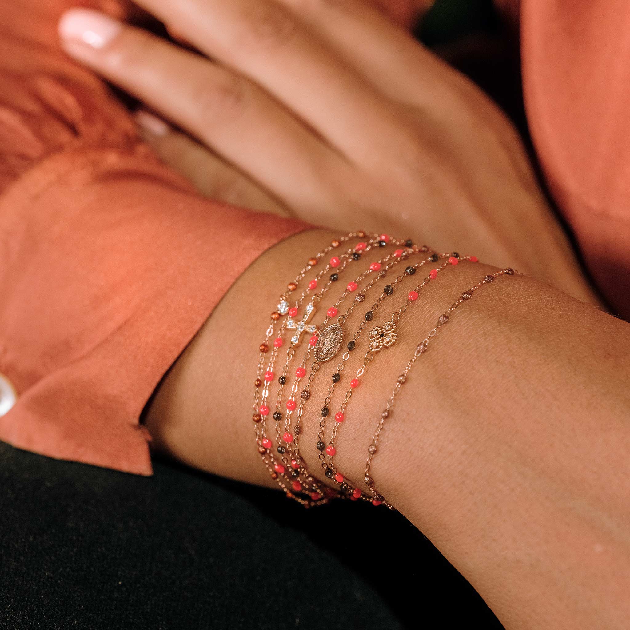 Bracelet fauve Gigi Suprême, or rose, 1 diamant, 17 cm gigi suprême Référence :  b3gs001r5917di -2
