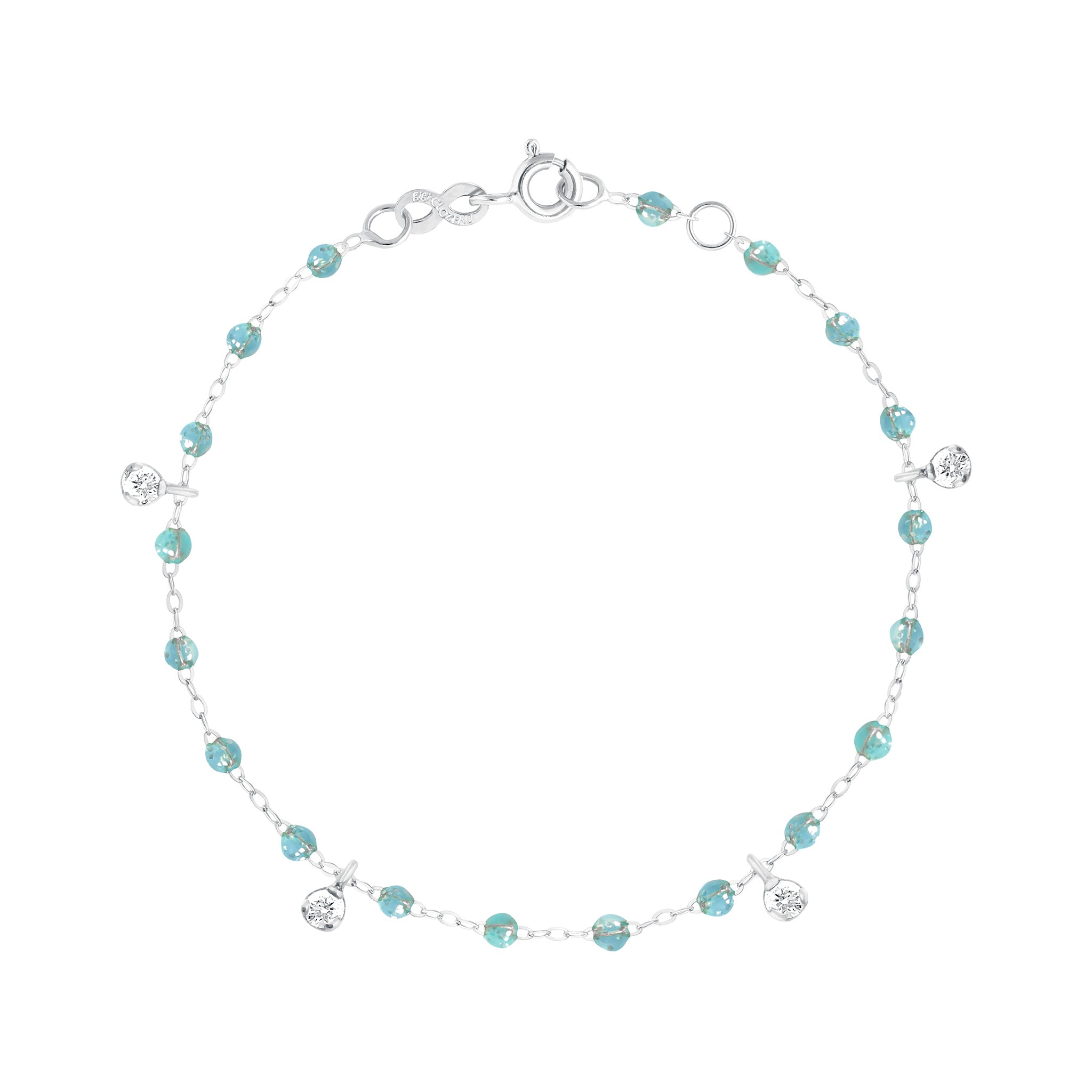 Bracelet aqua Gigi Suprême, or blanc, 4 diamants, 17 cm gigi suprême Référence :  b3gs004g6217di -1