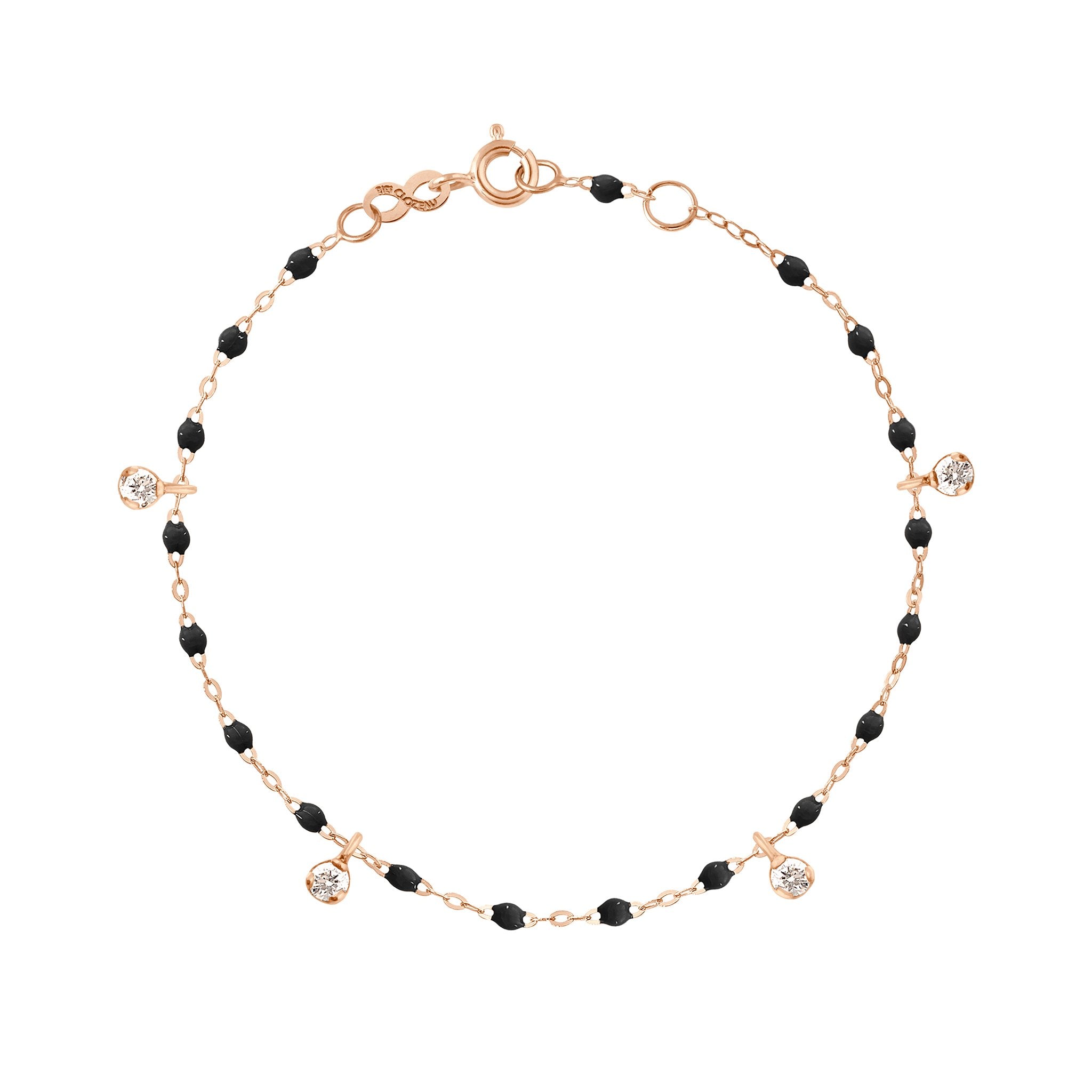 Bracelet noir Gigi Suprême, or rose, 4 diamants, 17 cm gigi suprême Référence :  b3gs004r2017di -1
