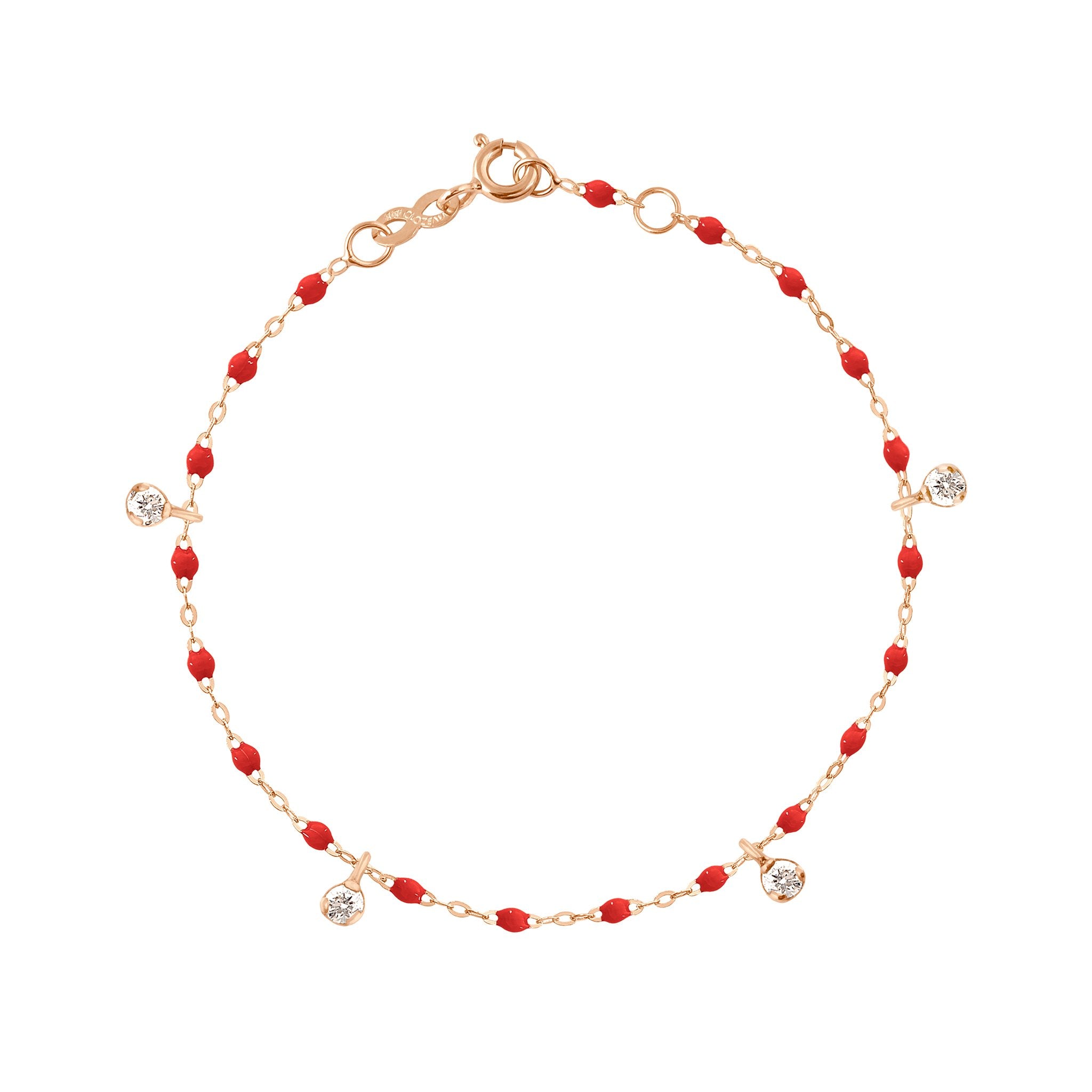 Bracelet coquelicot Gigi Suprême, or rose, 4 diamants, 17 cm gigi suprême Référence :  b3gs004r3117di -1