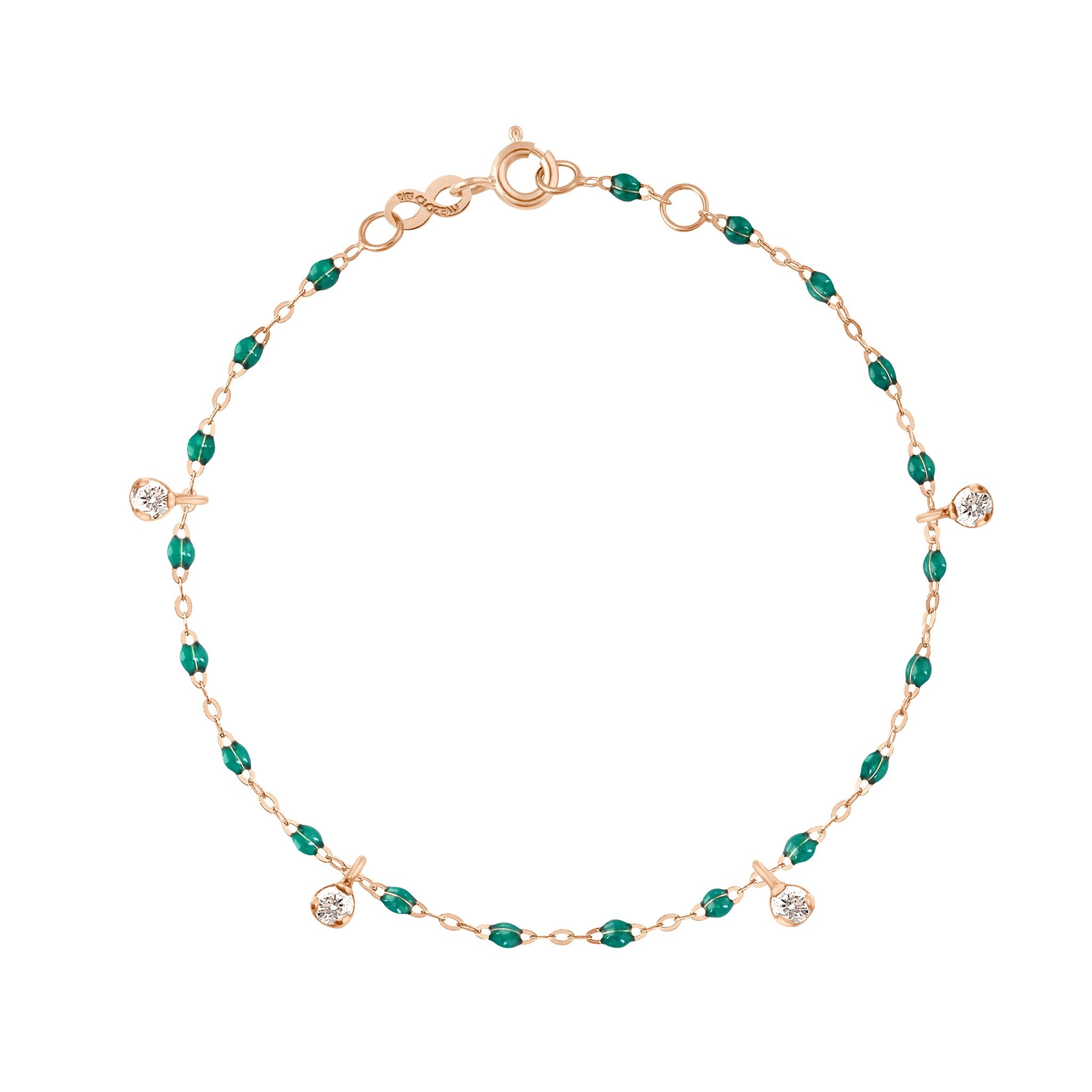 Bracelet émeraude Gigi Suprême, or rose, 4 diamants, 17 cm gigi suprême Référence :  b3gs004r3517di -1