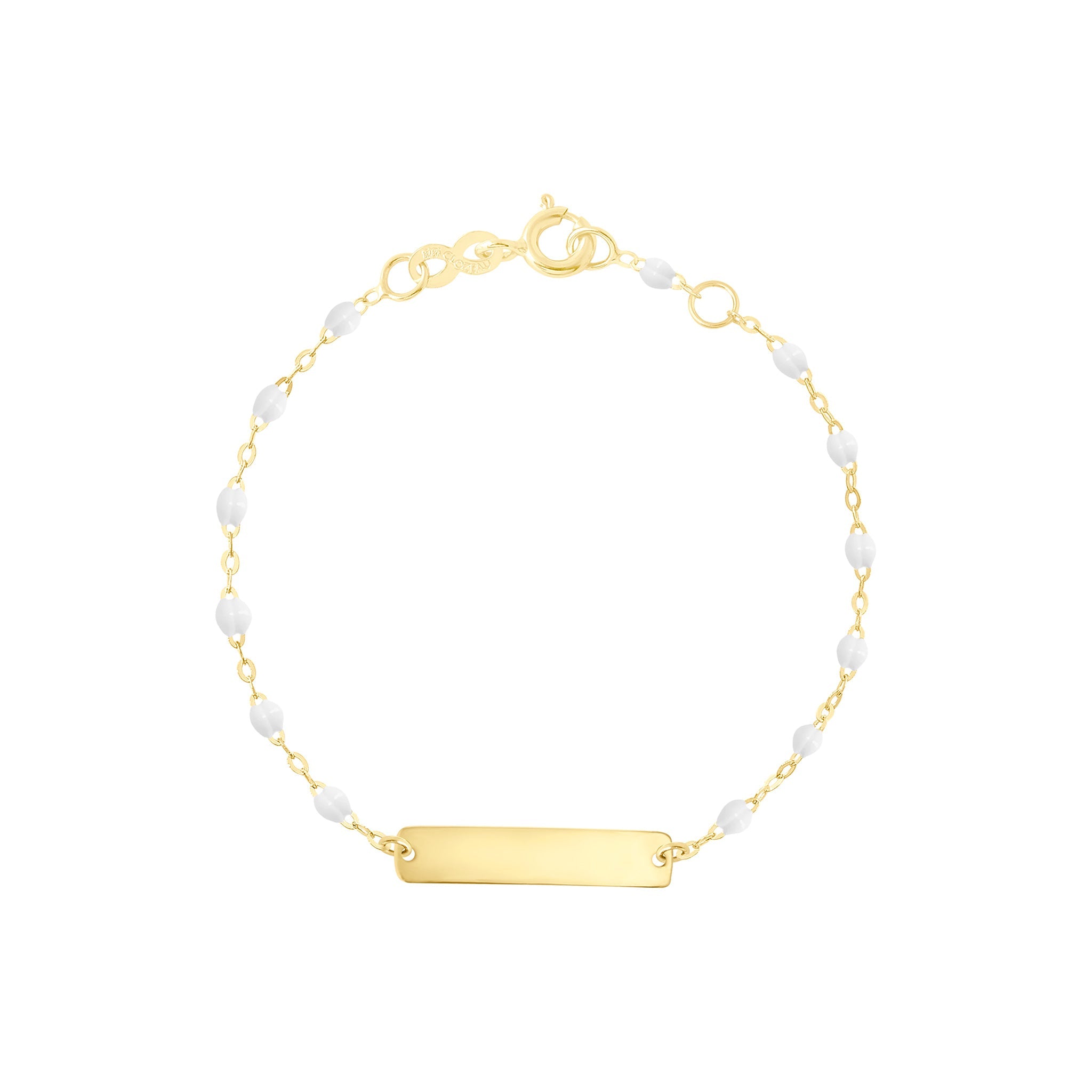 Bracelet blanc Little Gigi, plaque rectangle, or jaune, 13 cm little gigi Référence :  b3lg001j0113xx -1