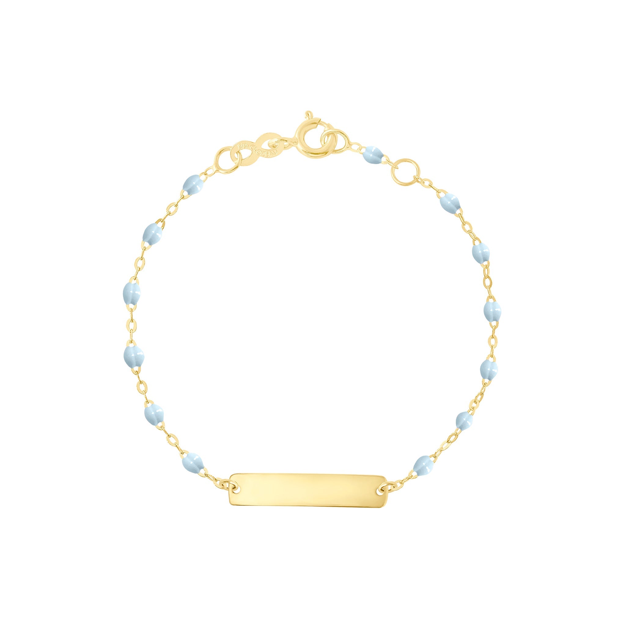 Bracelet bleu layette Little Gigi, plaque rectangle, or jaune, 13 cm little gigi Référence :  b3lg001j1513xx -1