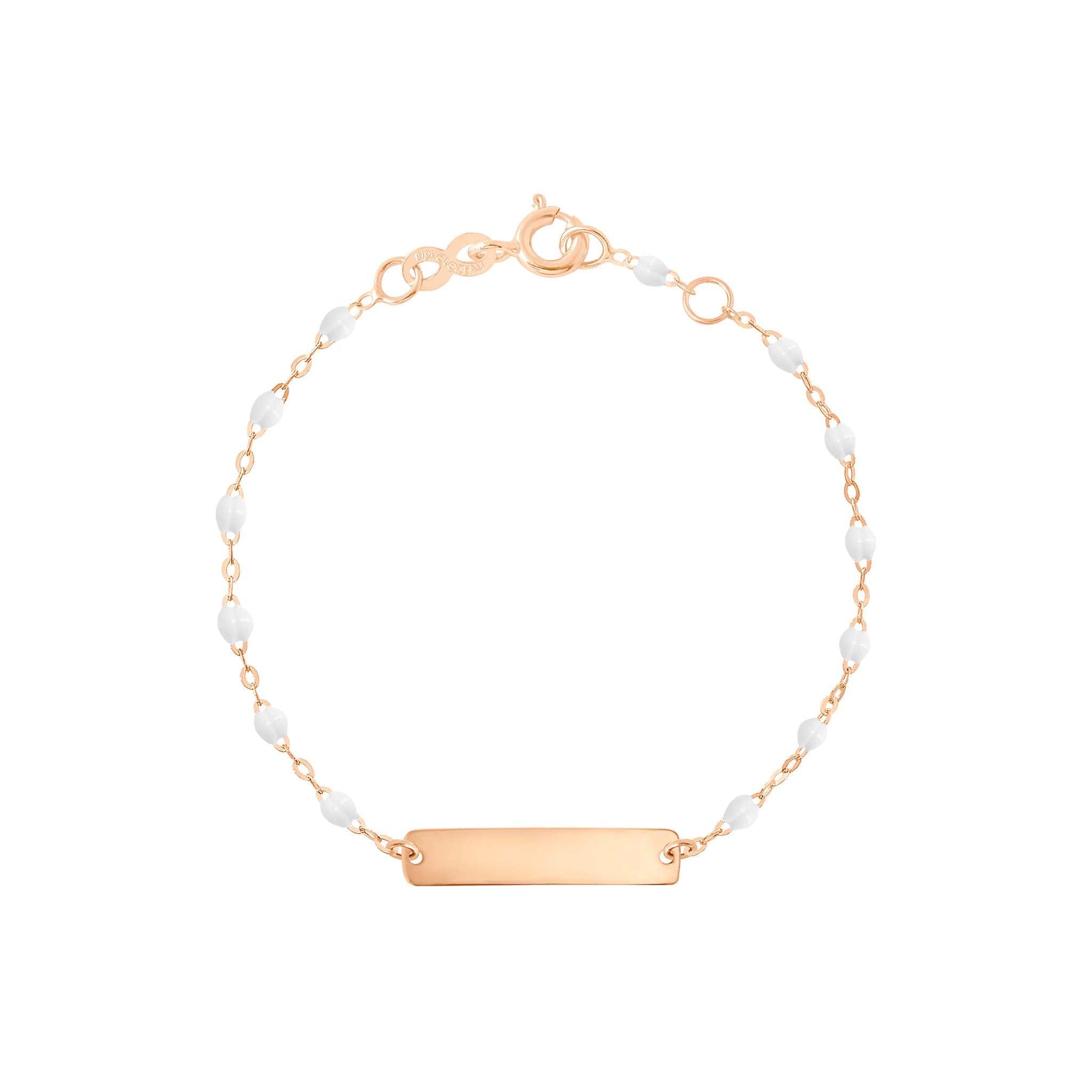 Bracelet blanc Little Gigi, plaque rectangle, or rose, 13 cm little gigi Référence :  b3lg001r0113xx -1