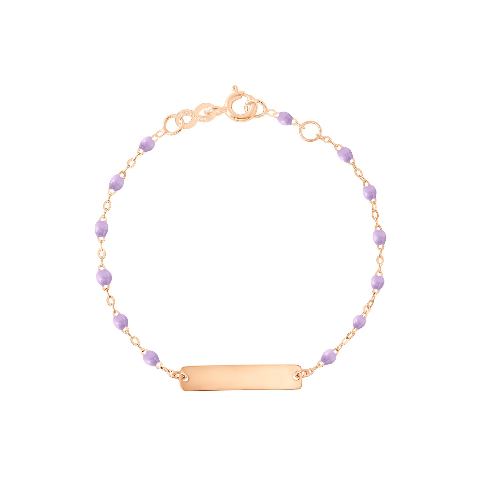 Bracelet parme Little Gigi, plaque rectangle, or rose, 15 cm little gigi Référence :  b3lg001r1015xx -1