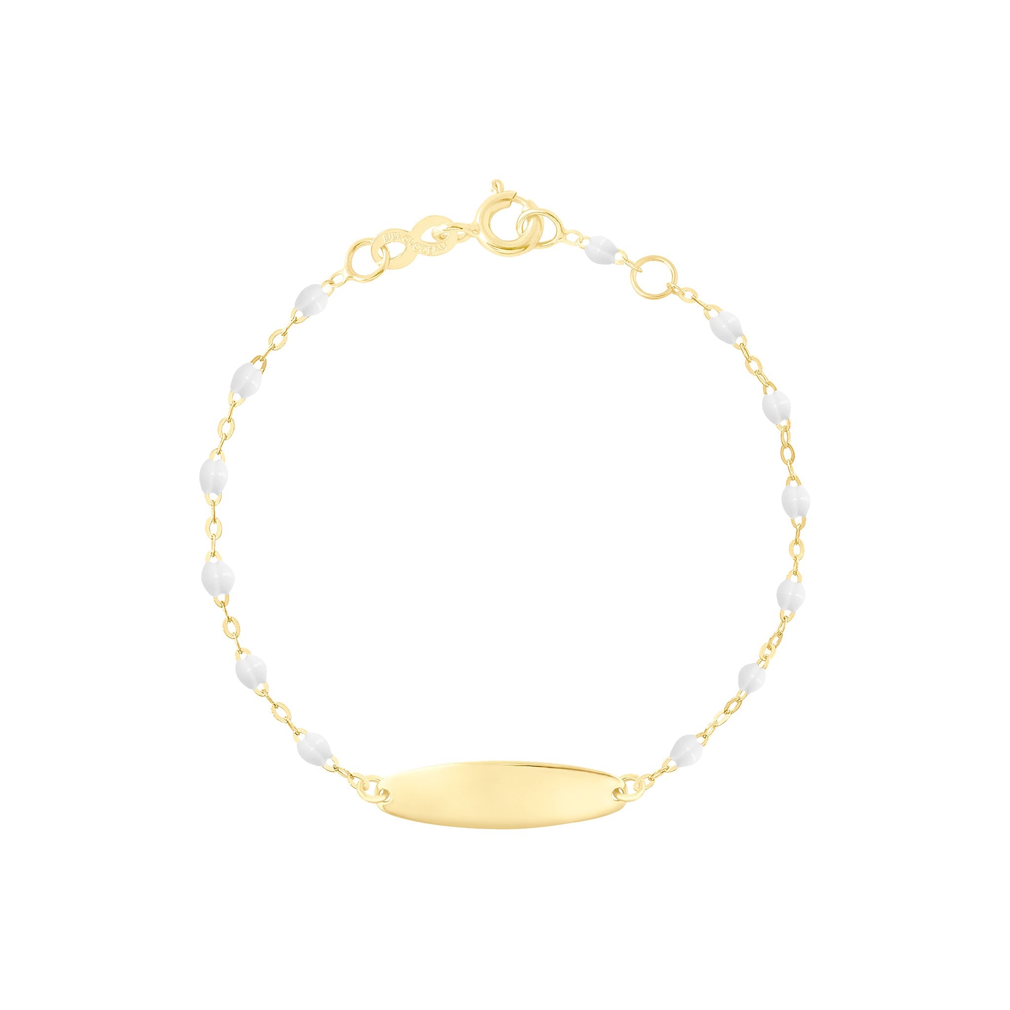 Bracelet blanc Little Gigi, plaque ovale, or jaune, 13 cm little gigi Référence :  b3lg002j0113xx -1