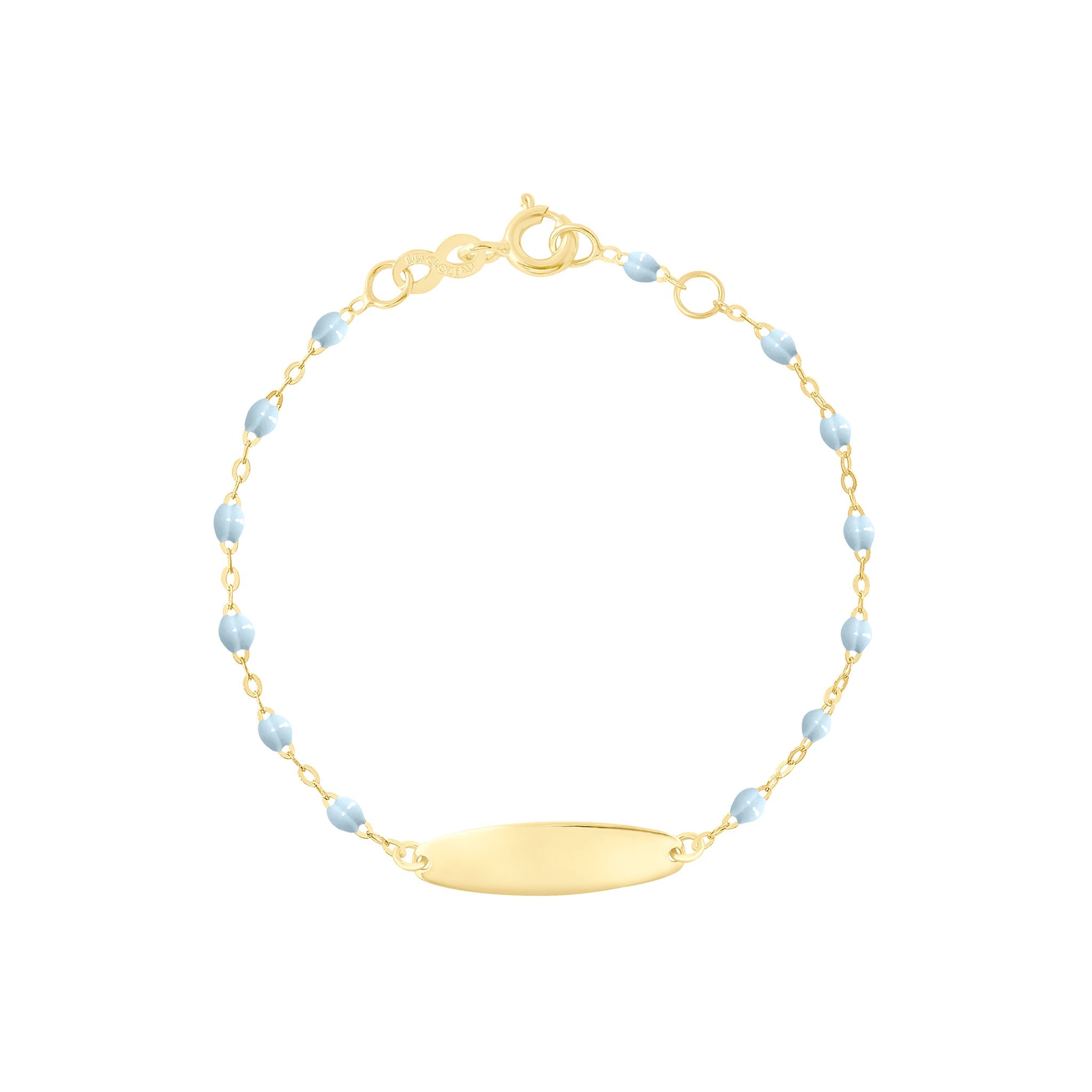 Bracelet bleu layette Little Gigi, plaque ovale, or jaune, 15 cm little gigi Référence :  b3lg002j1515xx -1