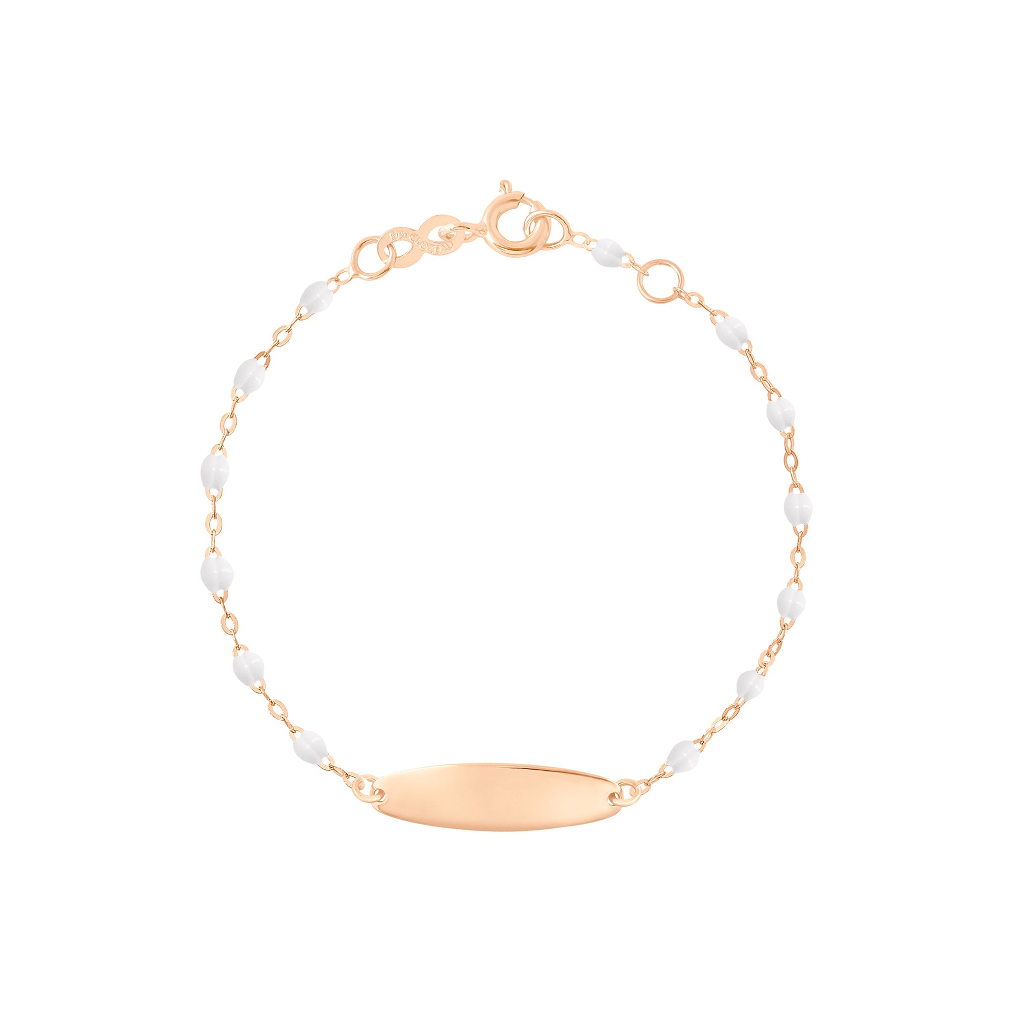 Bracelet blanc Little Gigi, plaque ovale, or rose, 13 cm little gigi Référence :  b3lg002r0113xx -1