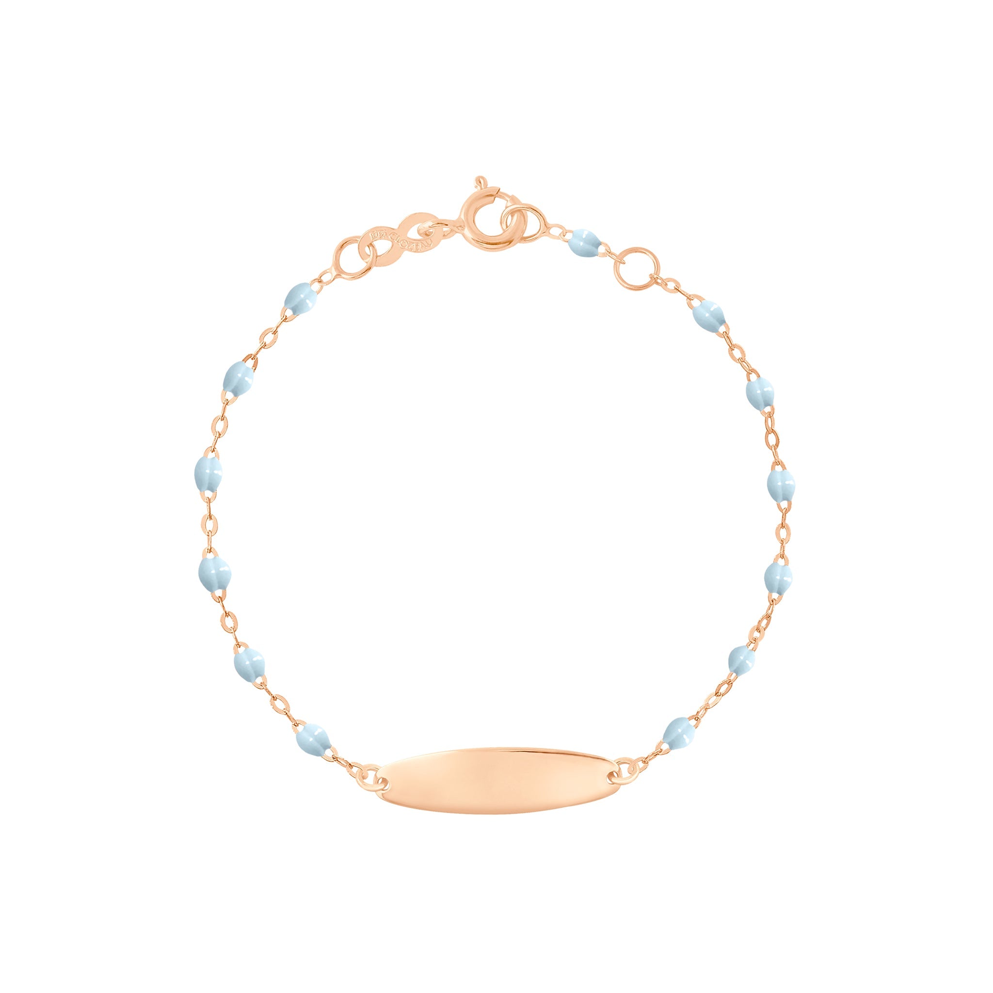 Bracelet bleu layette Little Gigi, plaque ovale, or rose, 13 cm little gigi Référence :  b3lg002r1513xx -1