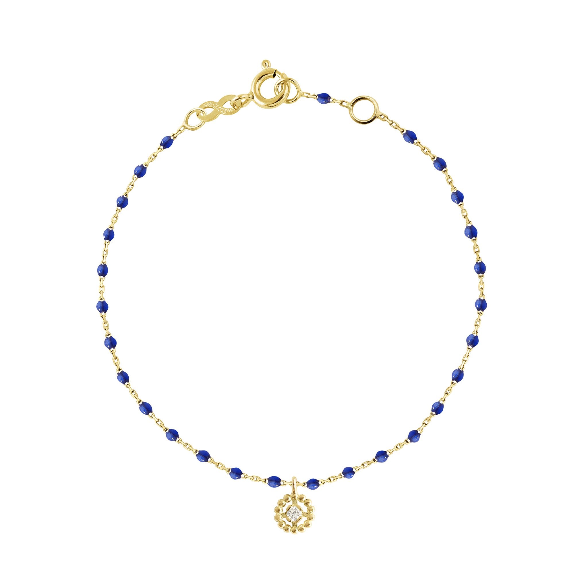Bracelet Lucky Puce, diamant, or jaune et mini perles de résine prusse, 17 cm lucky Référence :  b3lk003j0717di -1