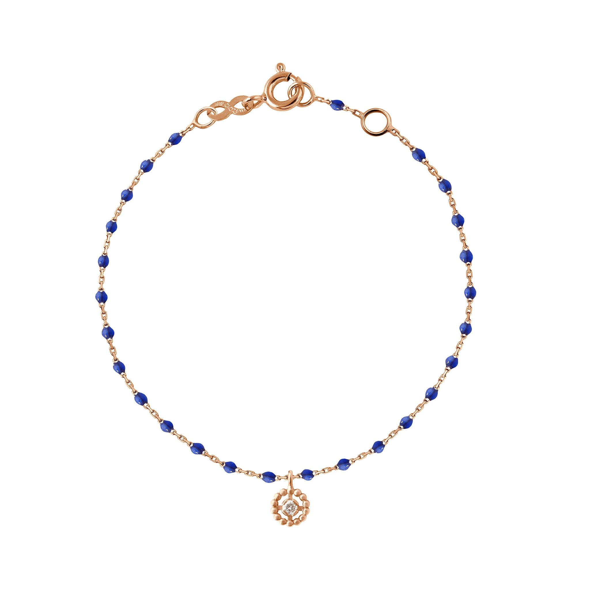 Bracelet Lucky Puce, diamant, or rose et mini perles de résine prusse, 17 cm lucky Référence :  b3lk003r0717di -1