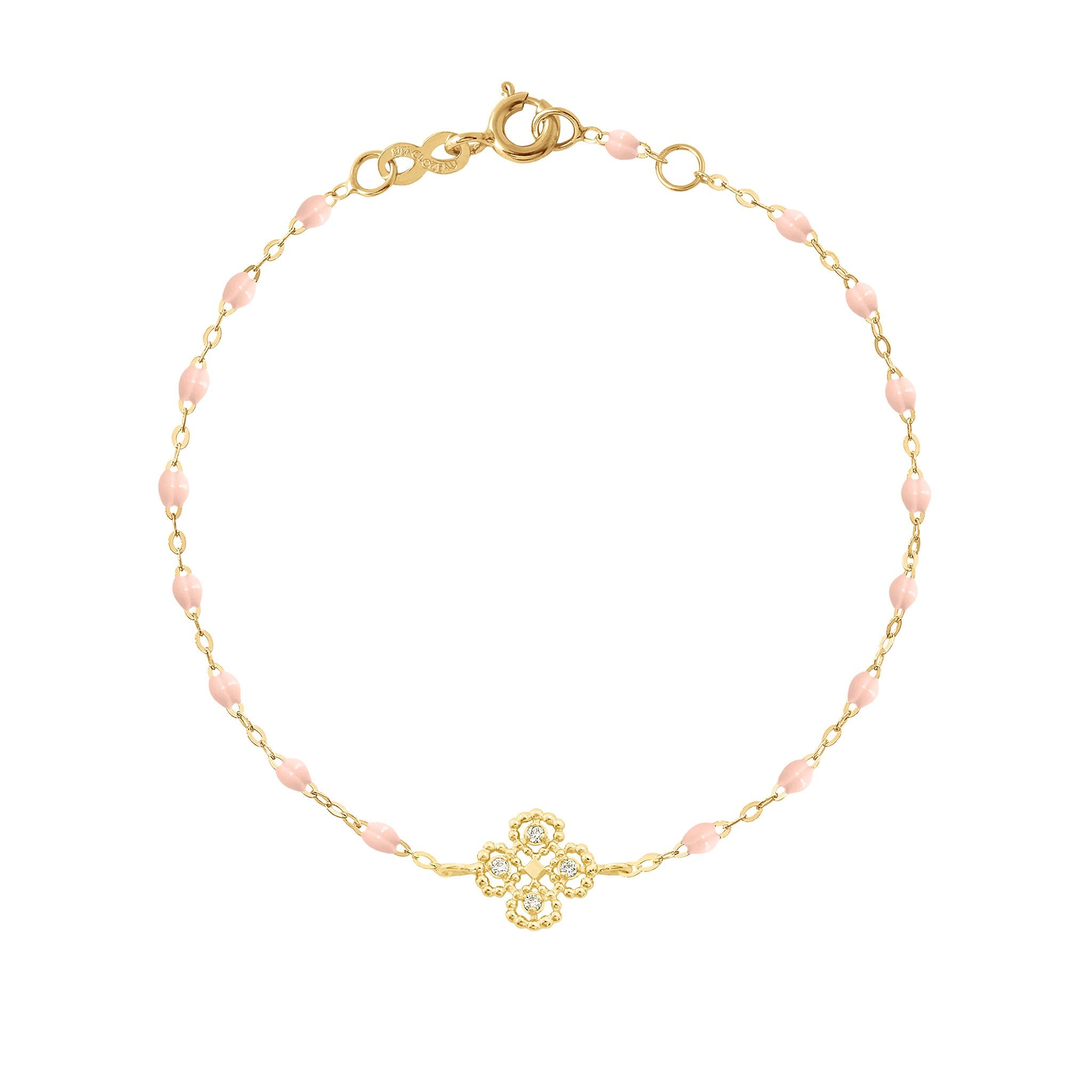Bracelet rose bébé Lucky Trèfle, diamants, or jaune, 17 cm lucky Référence :  b3lk005j2817di -1