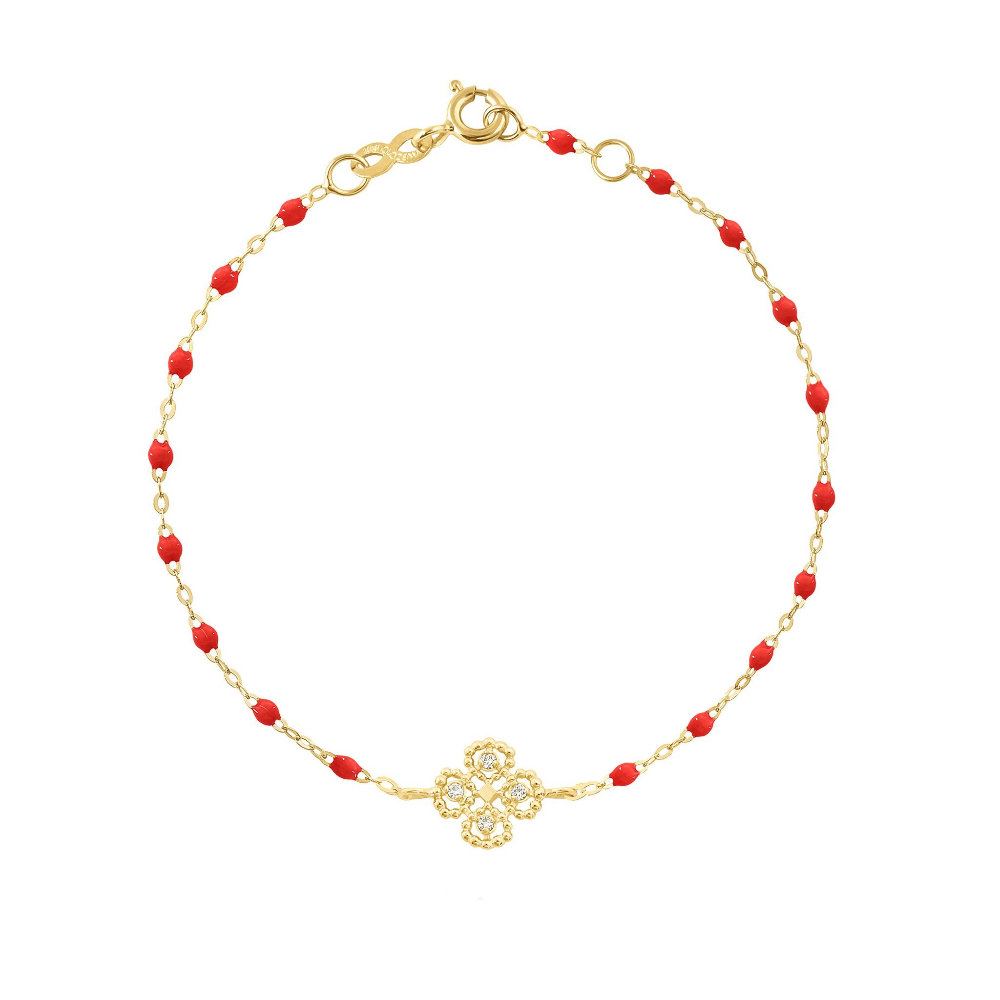 Bracelet coquelicot Lucky Trèfle, diamants, or jaune, 17 cm lucky Référence :  b3lk005j3117di -1