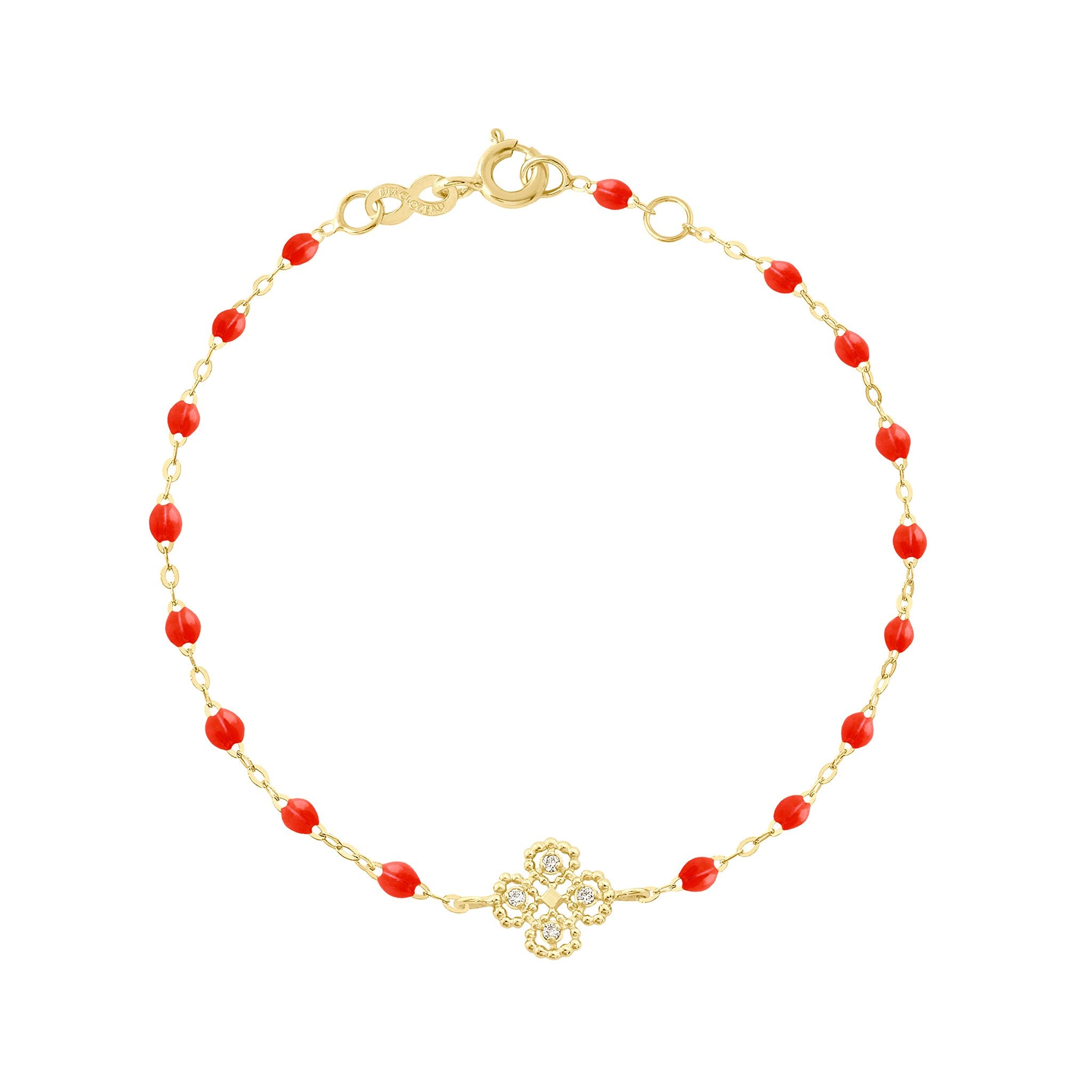 Bracelet corail Lucky Trèfle, diamants, or jaune, 17 cm lucky Référence :  b3lk005j5817di -1
