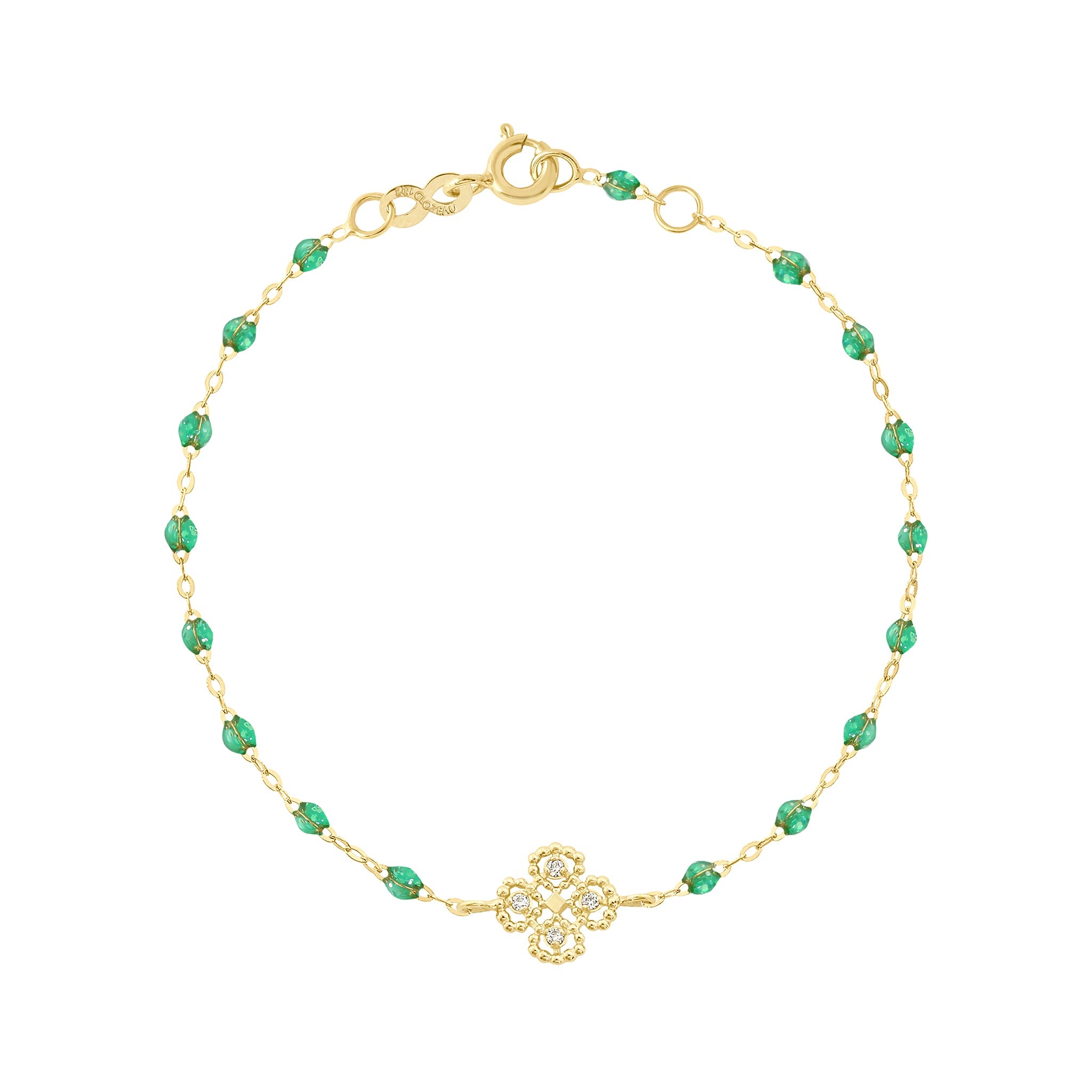 Bracelet menthe Lucky Trèfle, diamants, or jaune, 17 cm lucky Référence :  b3lk005j6017di -1