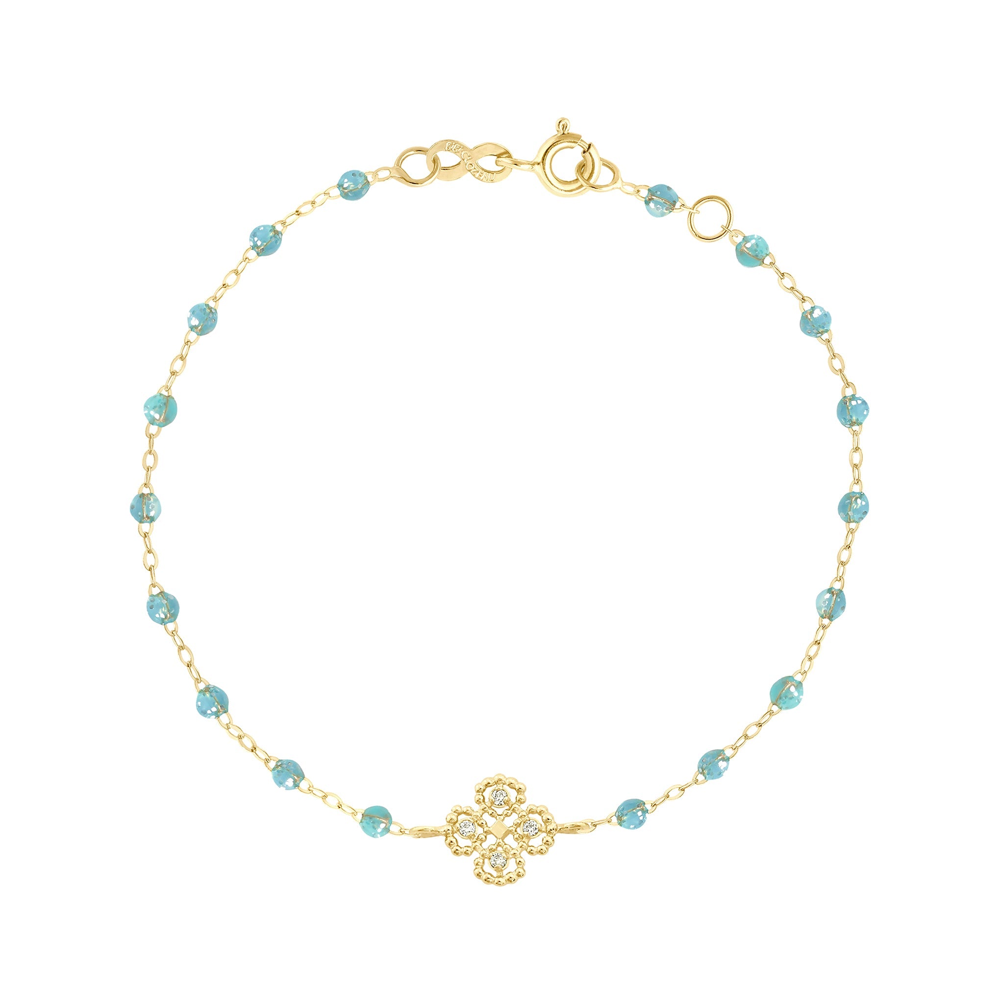 Bracelet aqua Lucky Trèfle, diamants, or jaune, 17 cm lucky Référence :  b3lk005j6217di -1