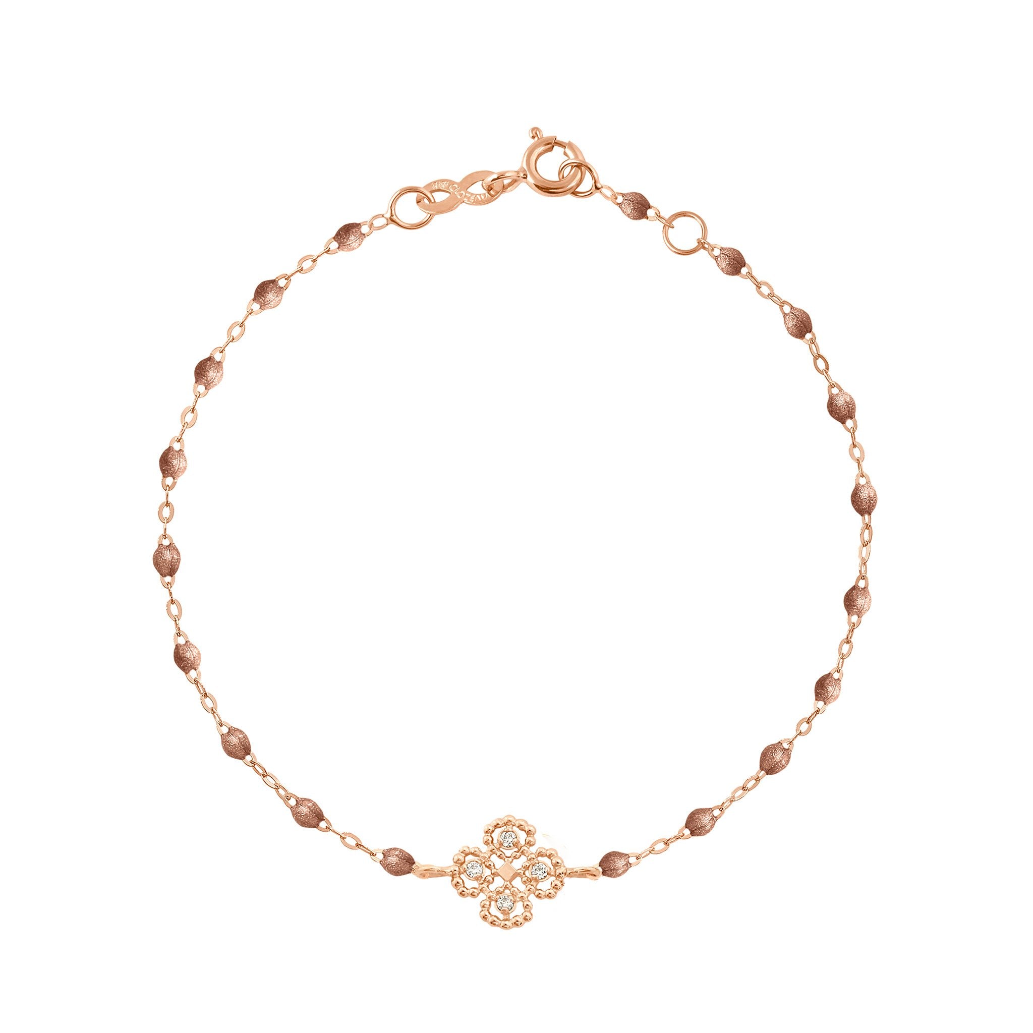 Bracelet cuivre Lucky Trèfle, diamants, or rose, 17 cm lucky Référence :  b3lk005r2617di -1